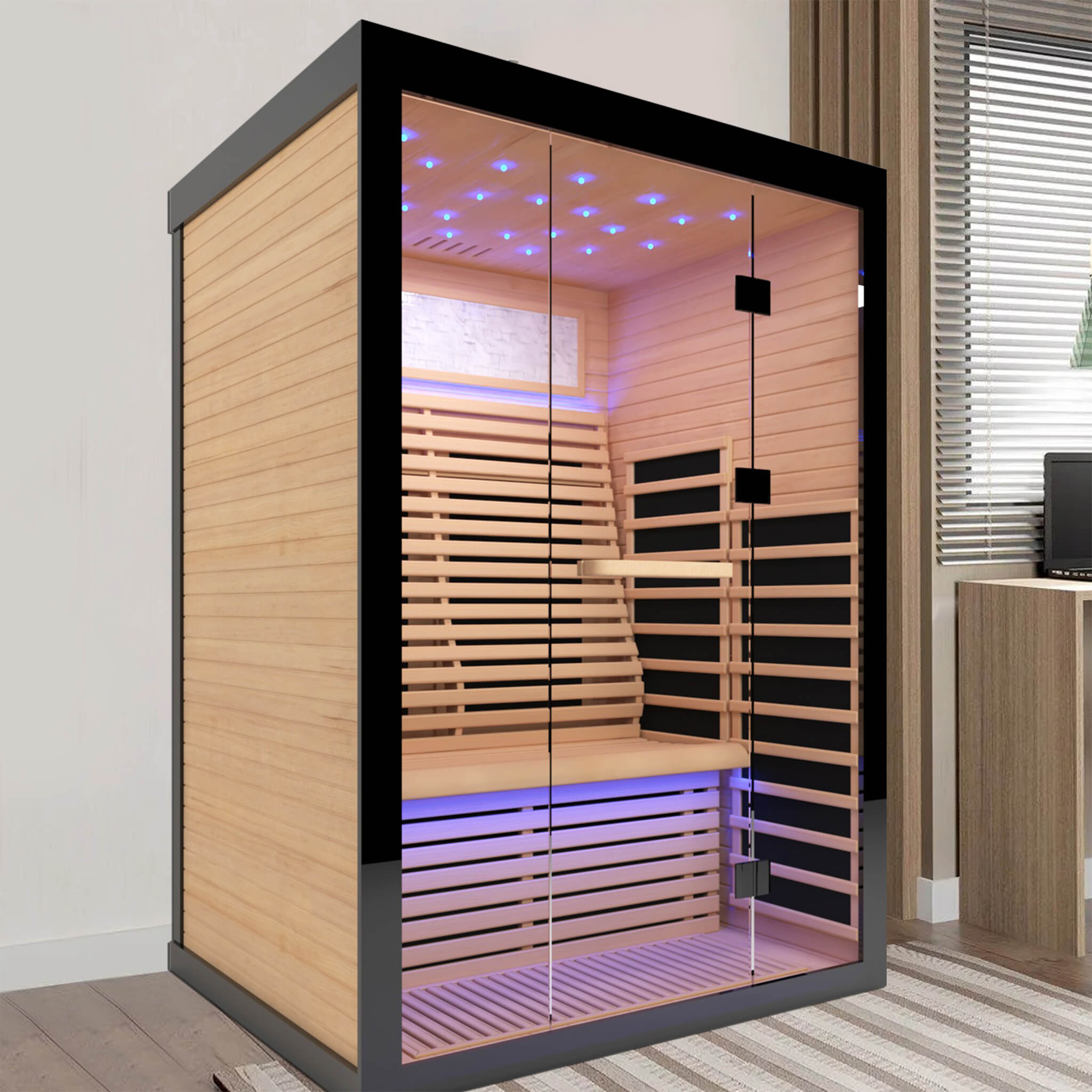 Luxury 2-Person Canadian Hemlock Wood Far Infrared Home Sauna (SAK02184) - Energize Trek
