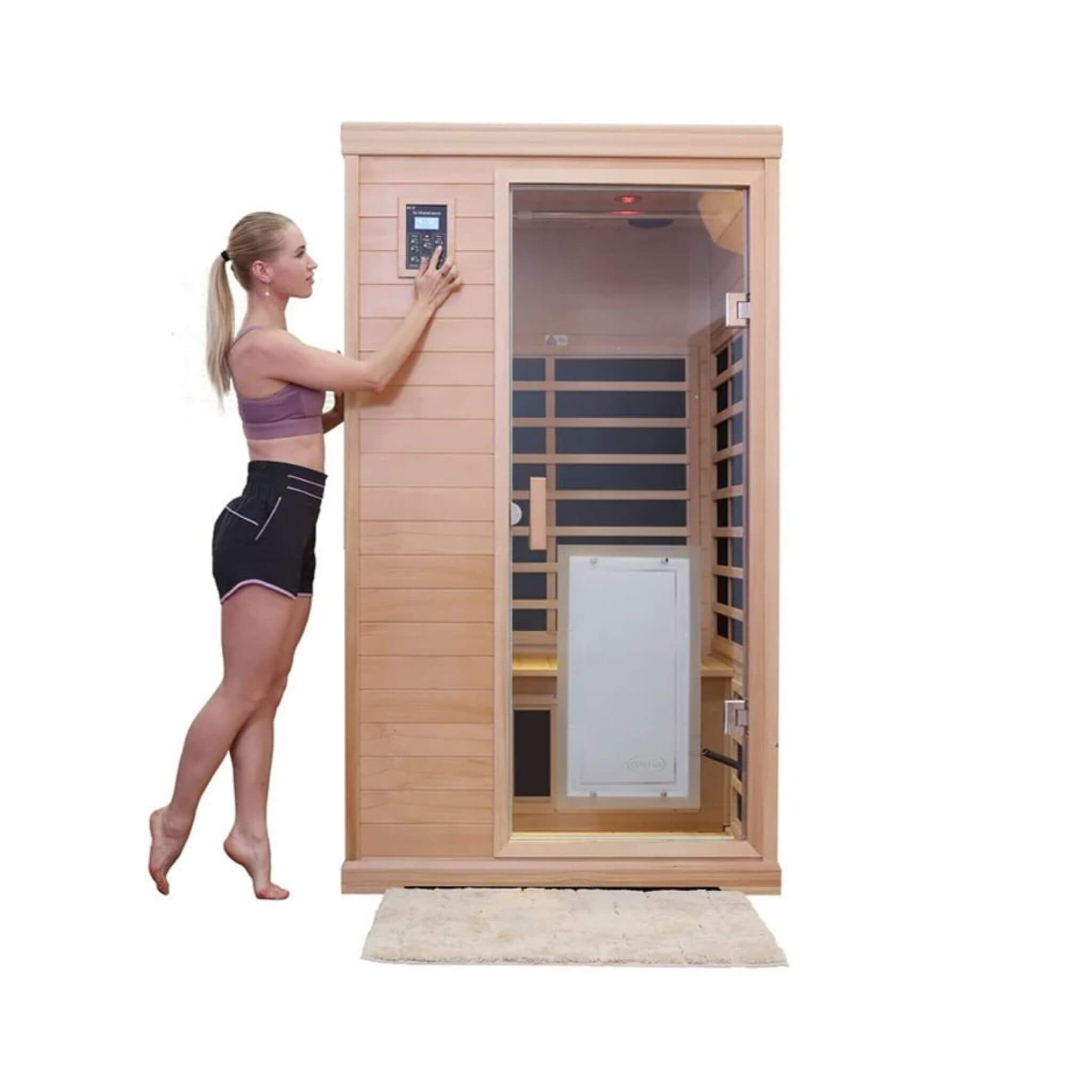 Luxury 2-Person Hemlock Wood FAR Infrared Sauna Room W/ Glass Door, 1750W (SAK81525) - Energize Trek