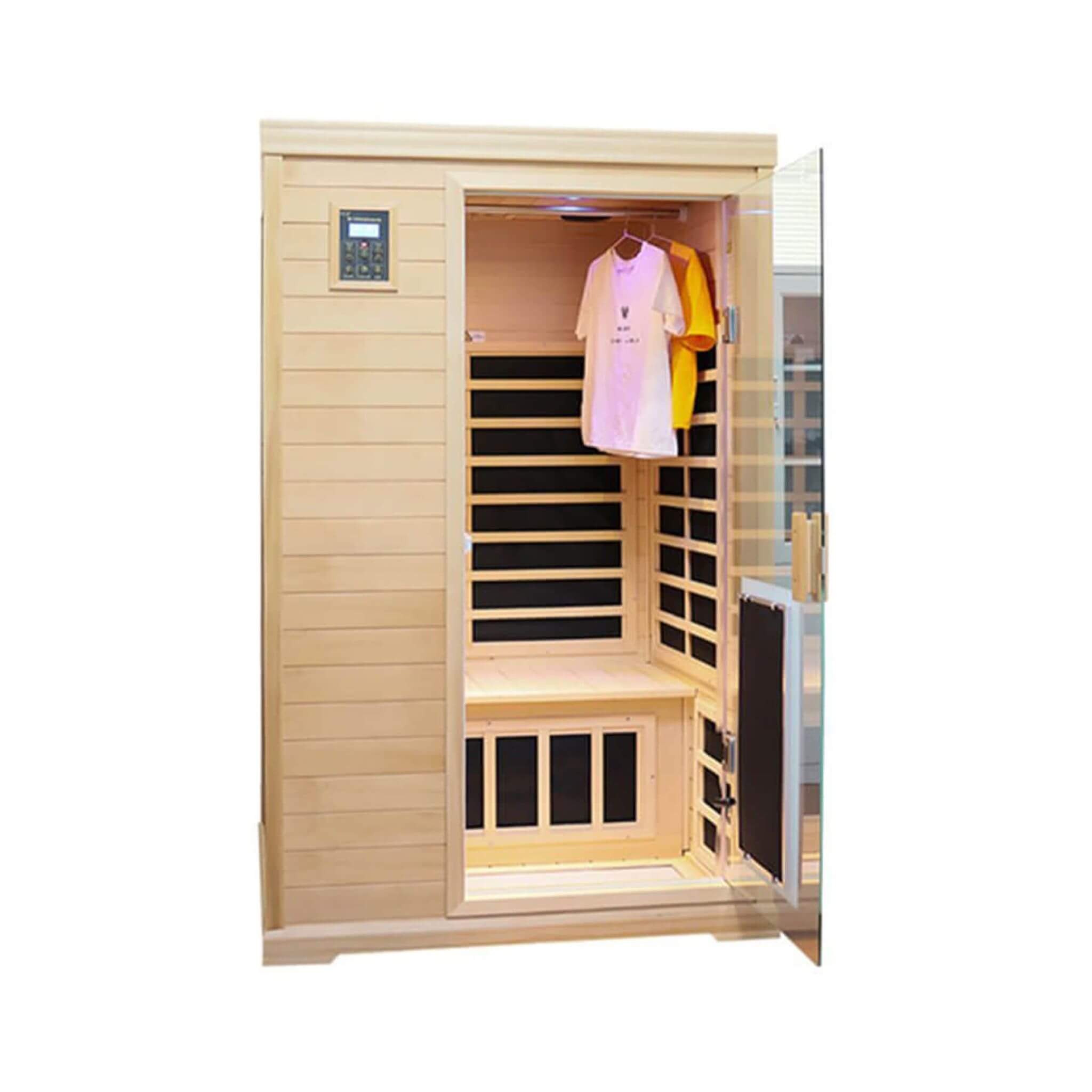 Luxury 2-Person Hemlock Wood FAR Infrared Sauna Room W/ Glass Door, 1750W (SAK81525) - Energize Trek