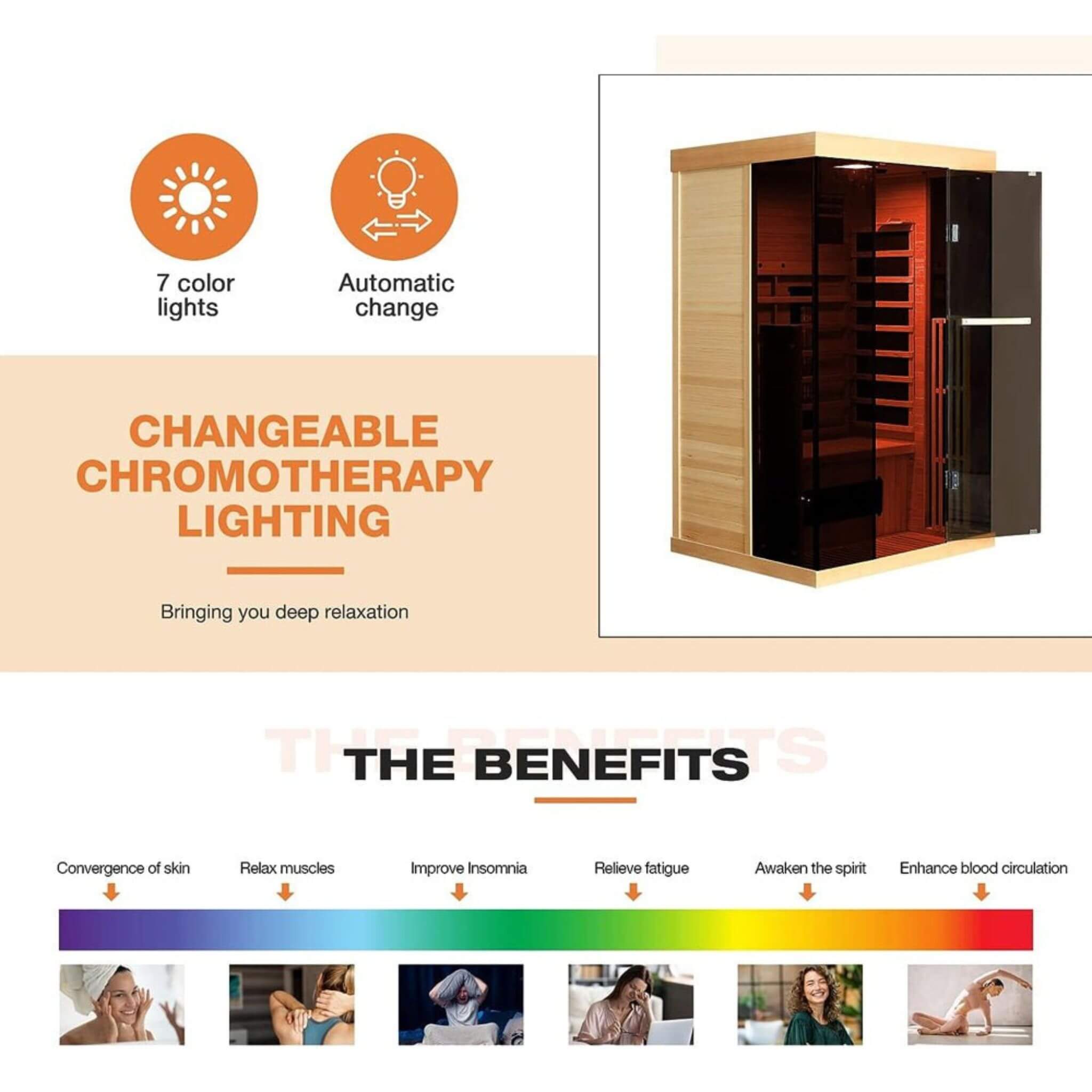 Luxury 2-Person Low EMF FAR Infrared Heat Wood Home Personal Spa Sauna W/ Panoramic Tempered Glass, 2000W (SAK27481) - Energize Trek