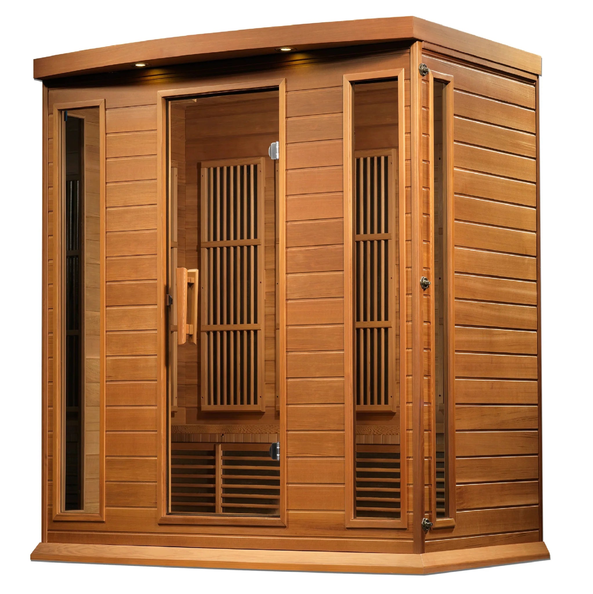 Maxxus "Chaumont Edition" FAR Infrared Sauna Corner Unit - 4 Person, Low EMF, Red Cedar - Energize Trek