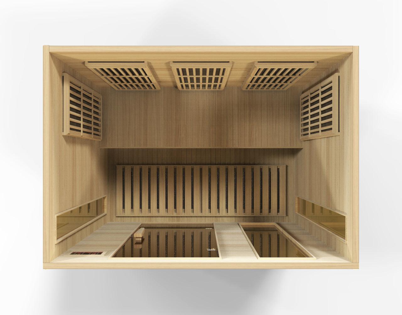 Maxxus Low EMF FAR Infrared Sauna - 3-Person Capacity, Canadian Hemlock - Energize Trek