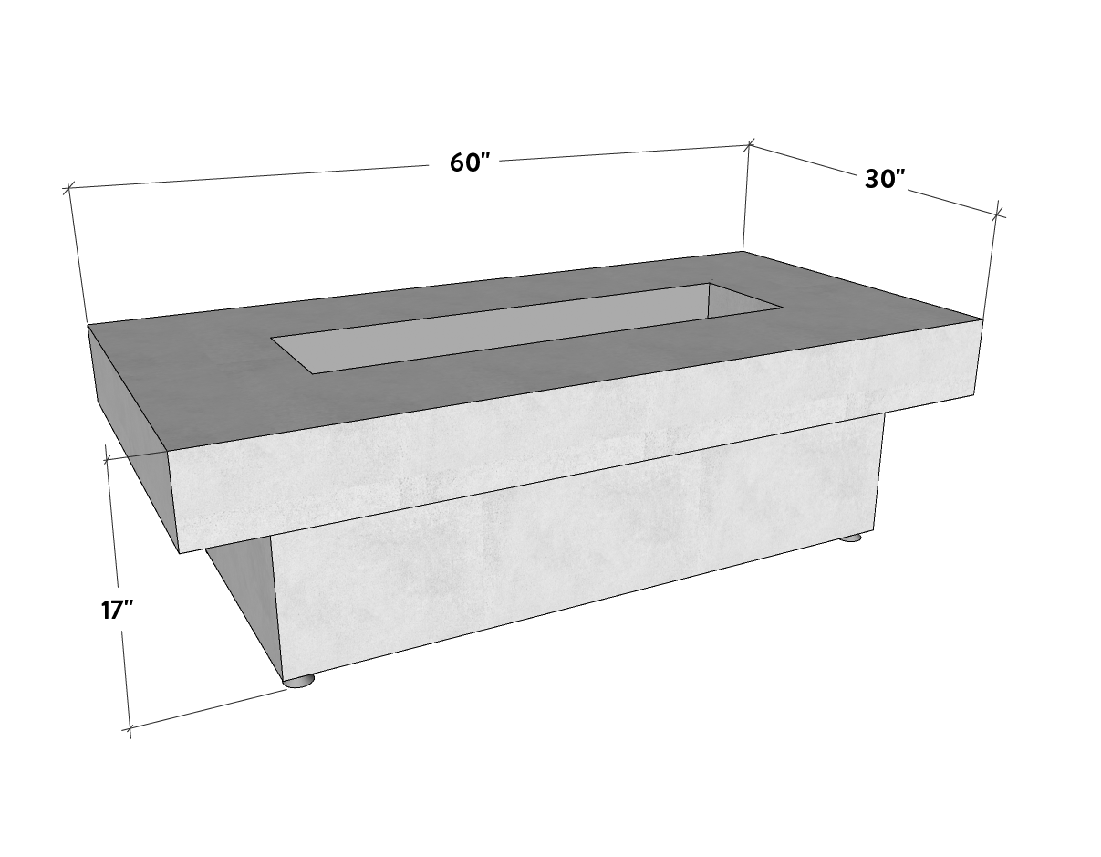 Toplina - Rectangular Concrete Fire Pit Table - Energize Trek