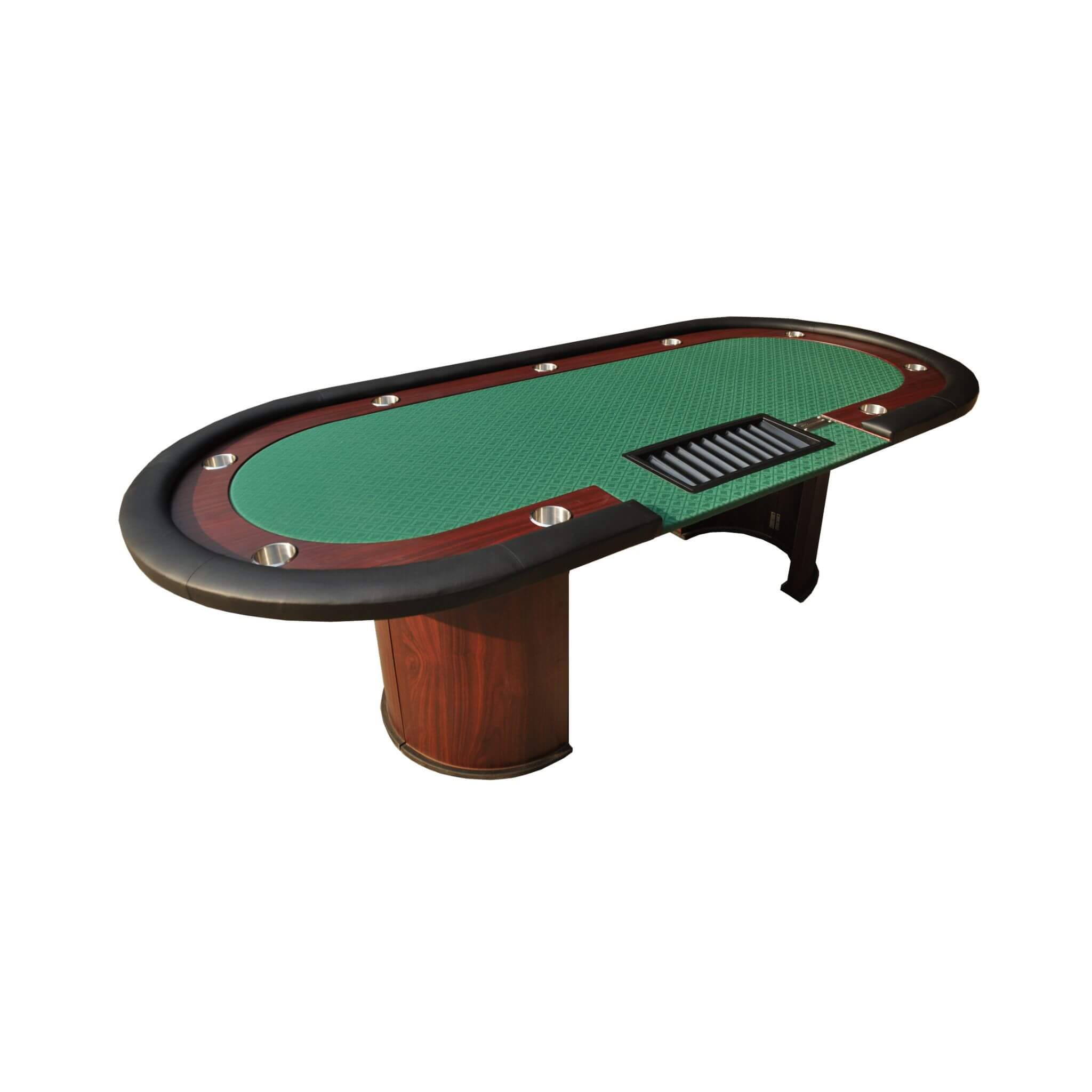 Modern 96" Wooden Poker Table With U Shape Legs, Drop Box And Chips Tray (SAK83109) - Energize Trek