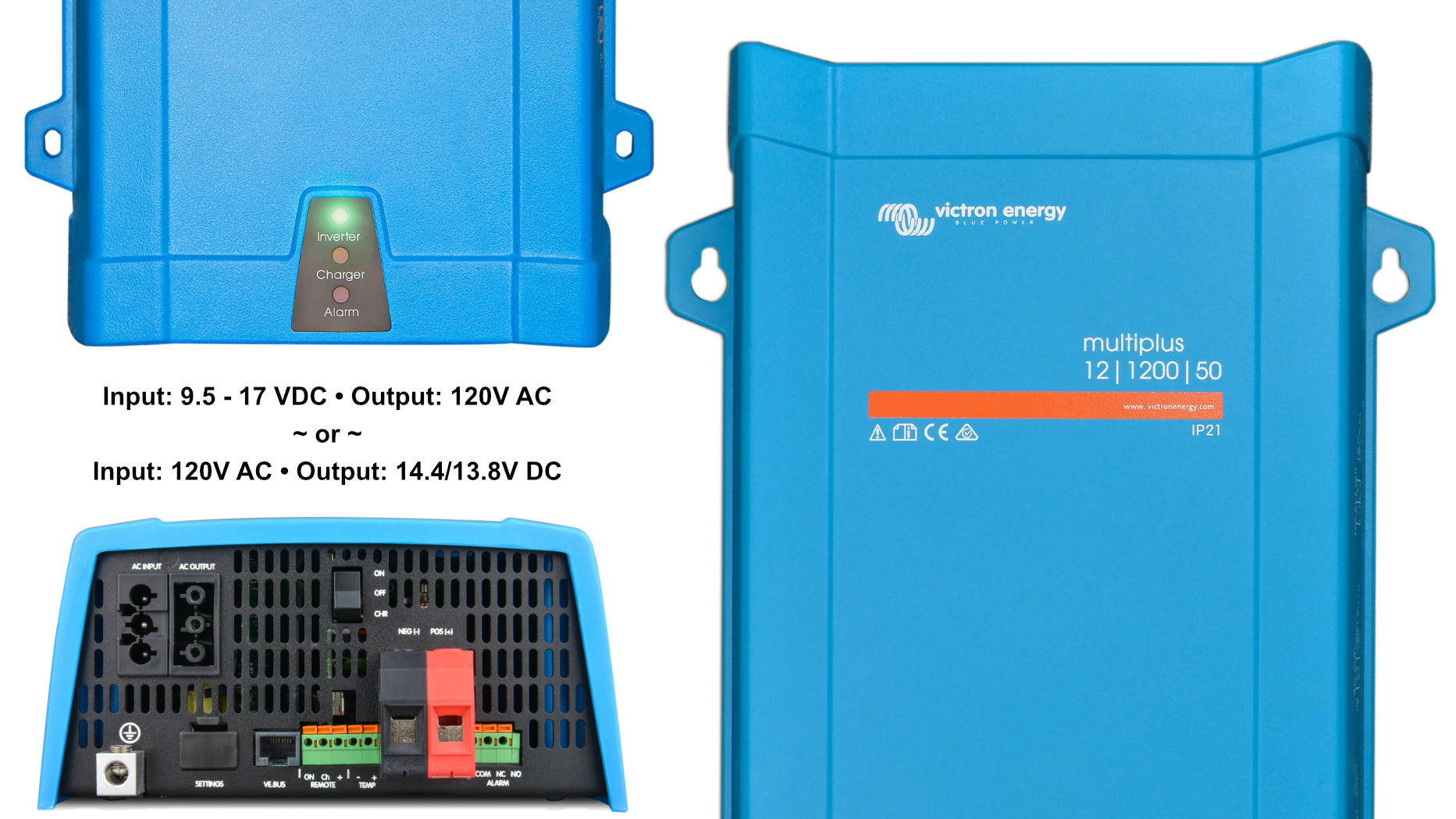 Victron 120V Inverter & Charger - 12/24/48V; 500 - 5000 Watts - Energize Trek