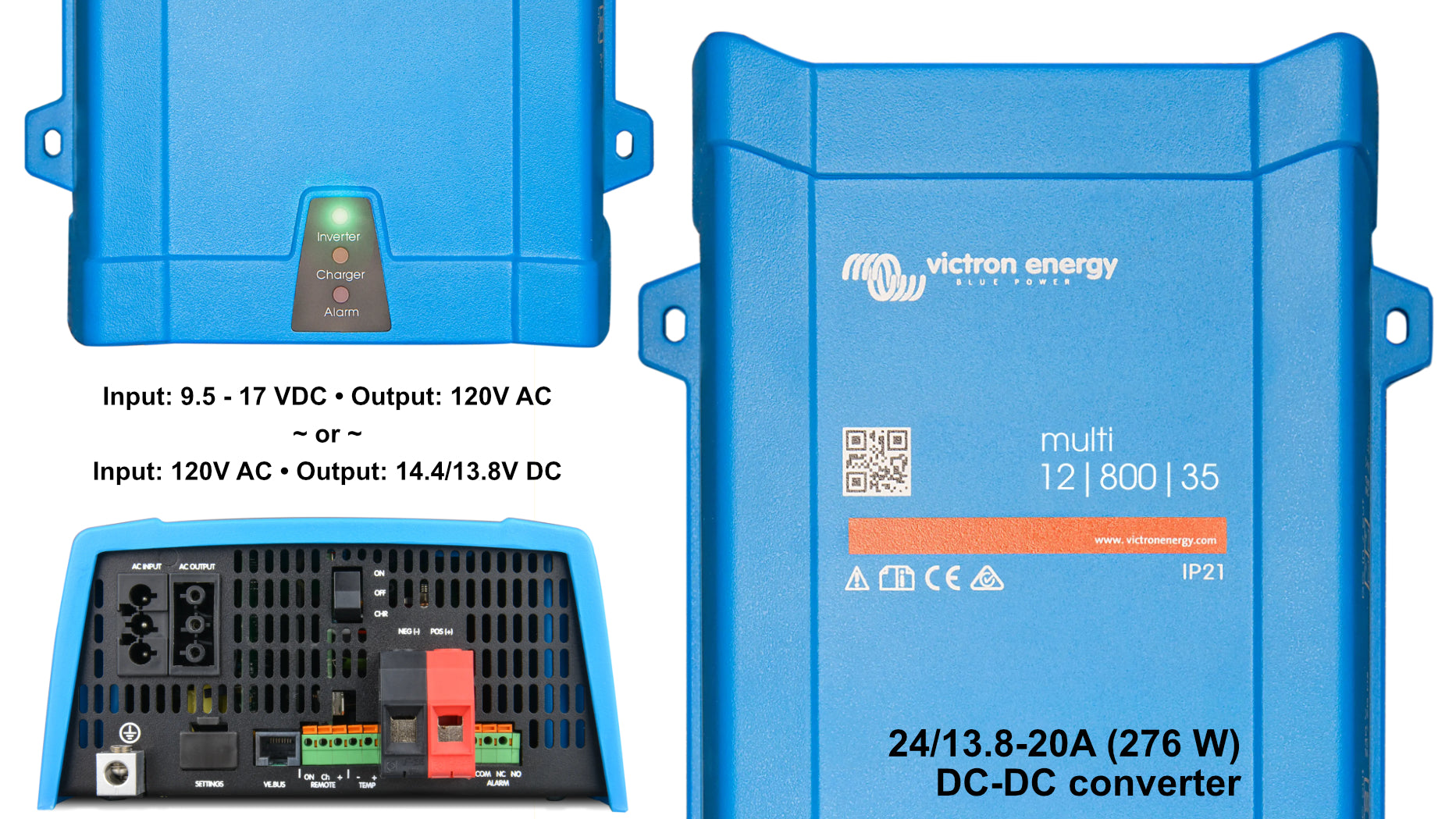 Victron 120V Inverter & Charger - 12/24/48V; 500 - 5000 Watts - Energize Trek