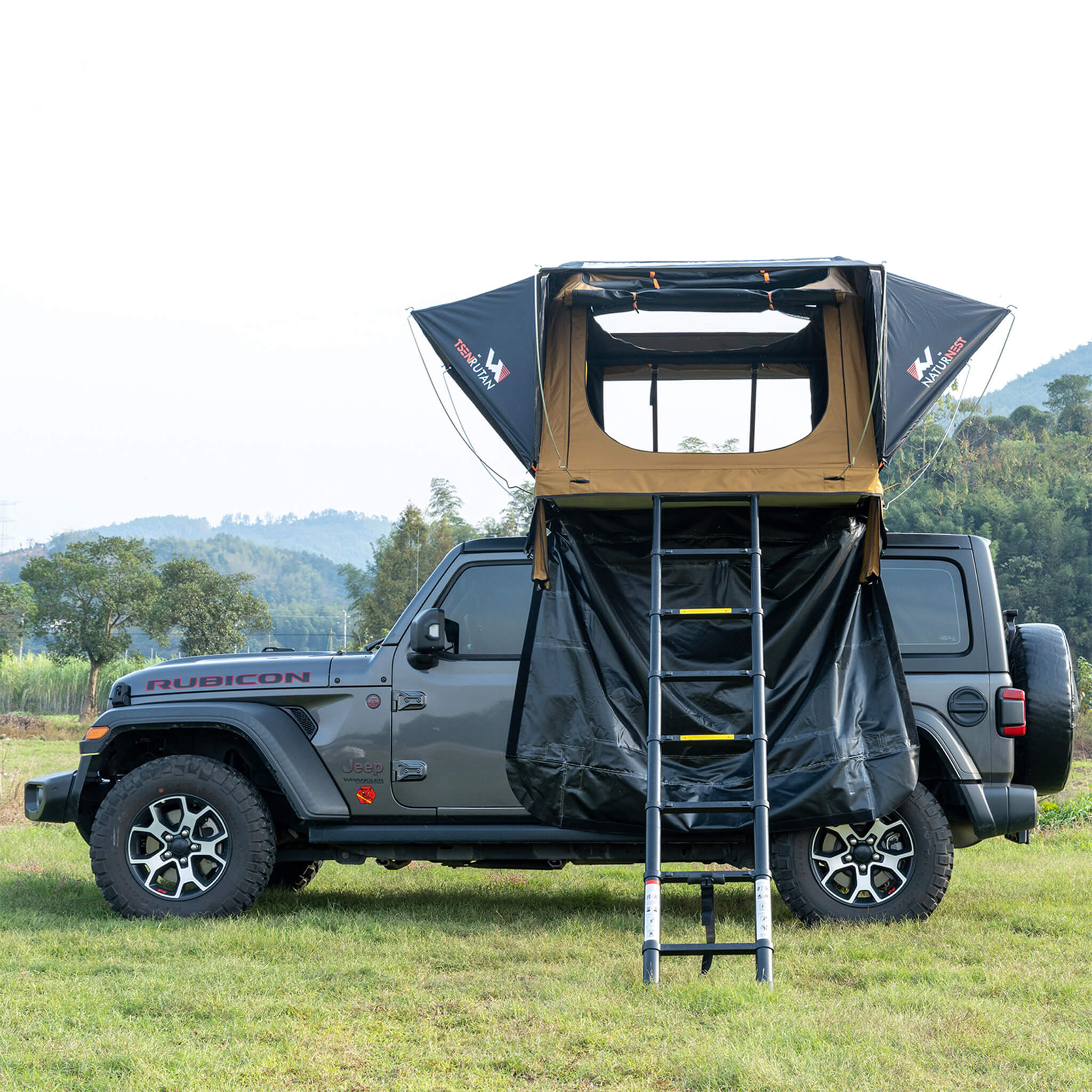Naturnest Andromeda Khaki Soft Shell Rooftop Tent With Large Panoramic Skylight & YKK Doors (SAK72384) - Energize Trek