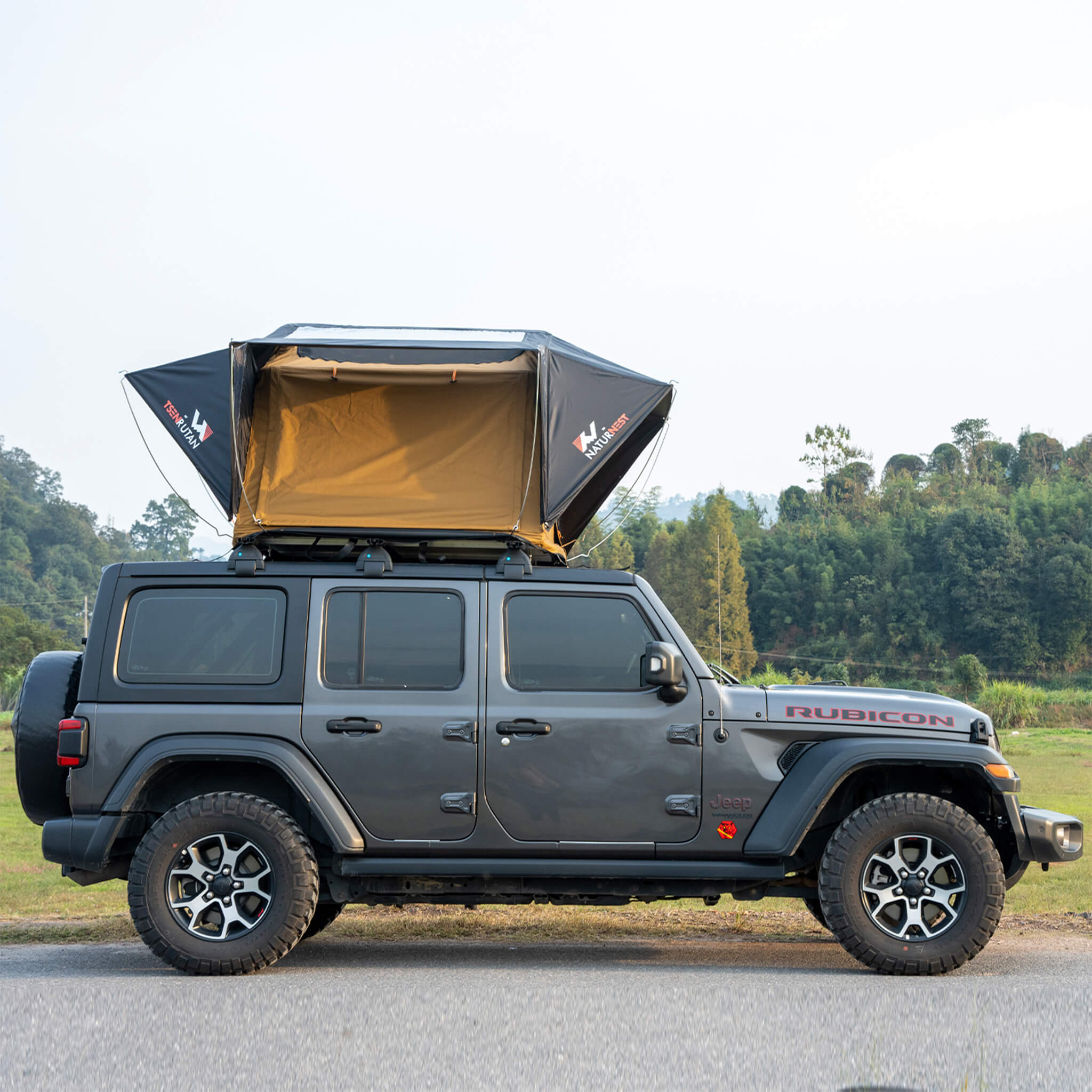Naturnest Andromeda Khaki Soft Shell Rooftop Tent With Large Panoramic Skylight & YKK Doors (SAK72384) - Energize Trek