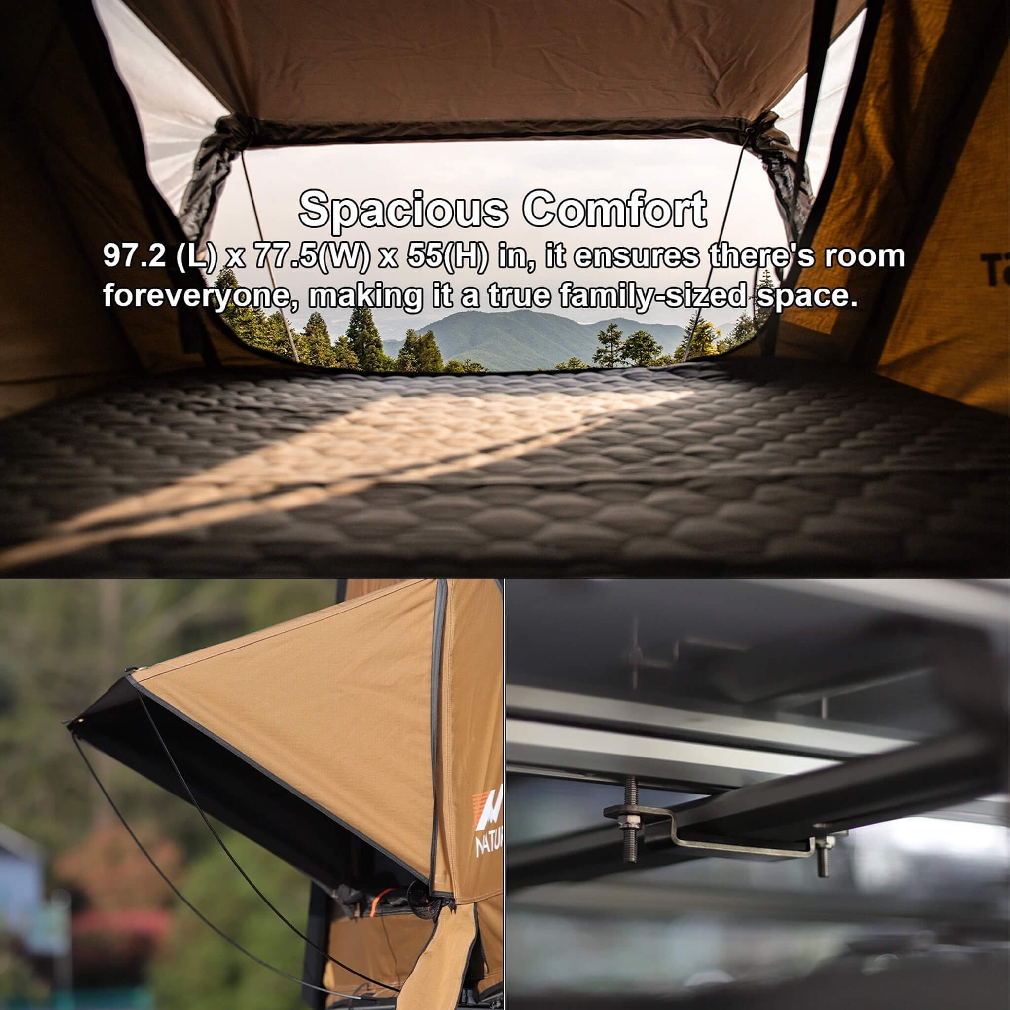 Naturnest Sirius 3 Premium 2XL 3-Person Clamshell Roof Top Tent (SAK62917) - Energize Trek