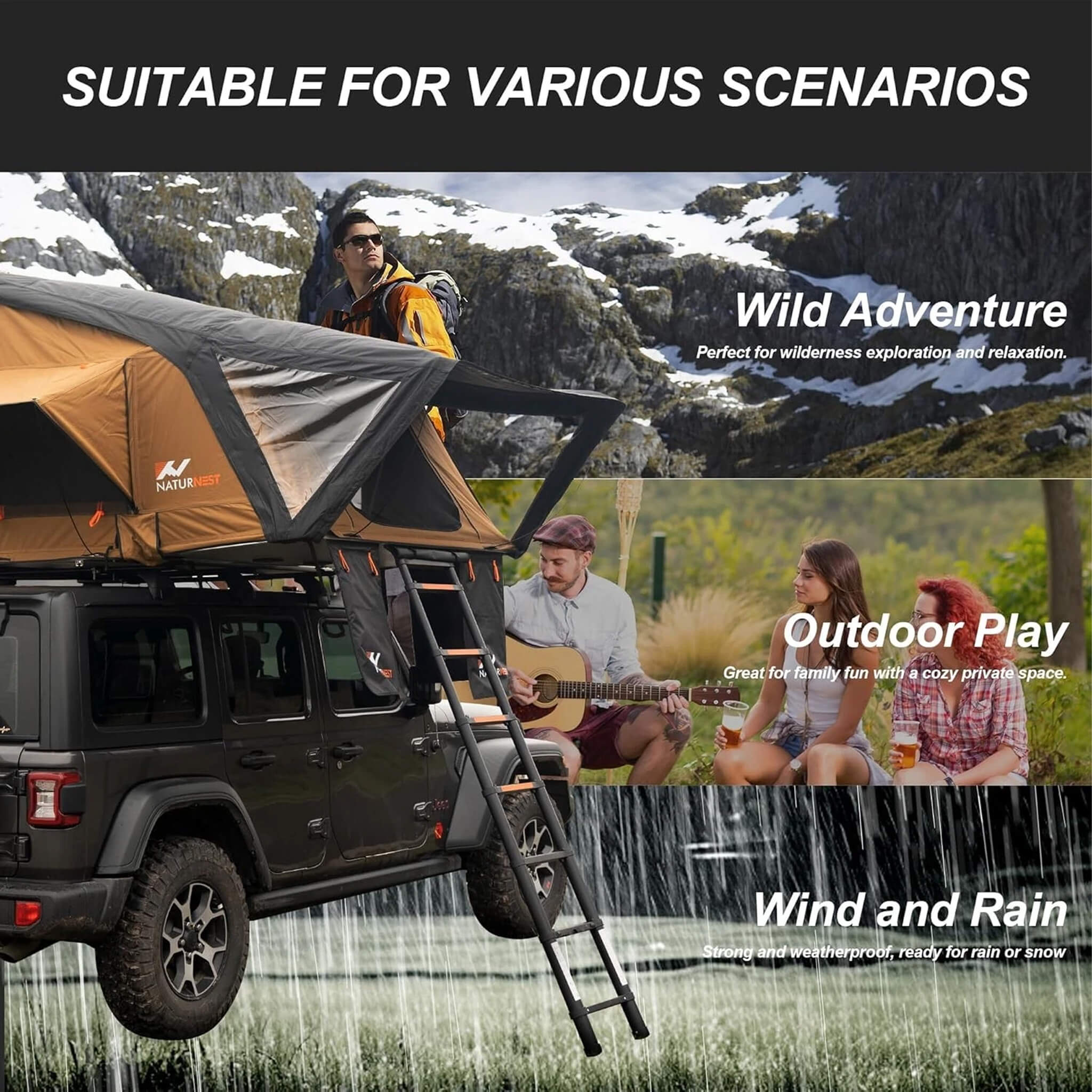Naturnest Sirius 3 Premium 2XL 3-Person Clamshell Roof Top Tent (SAK62917) - Energize Trek