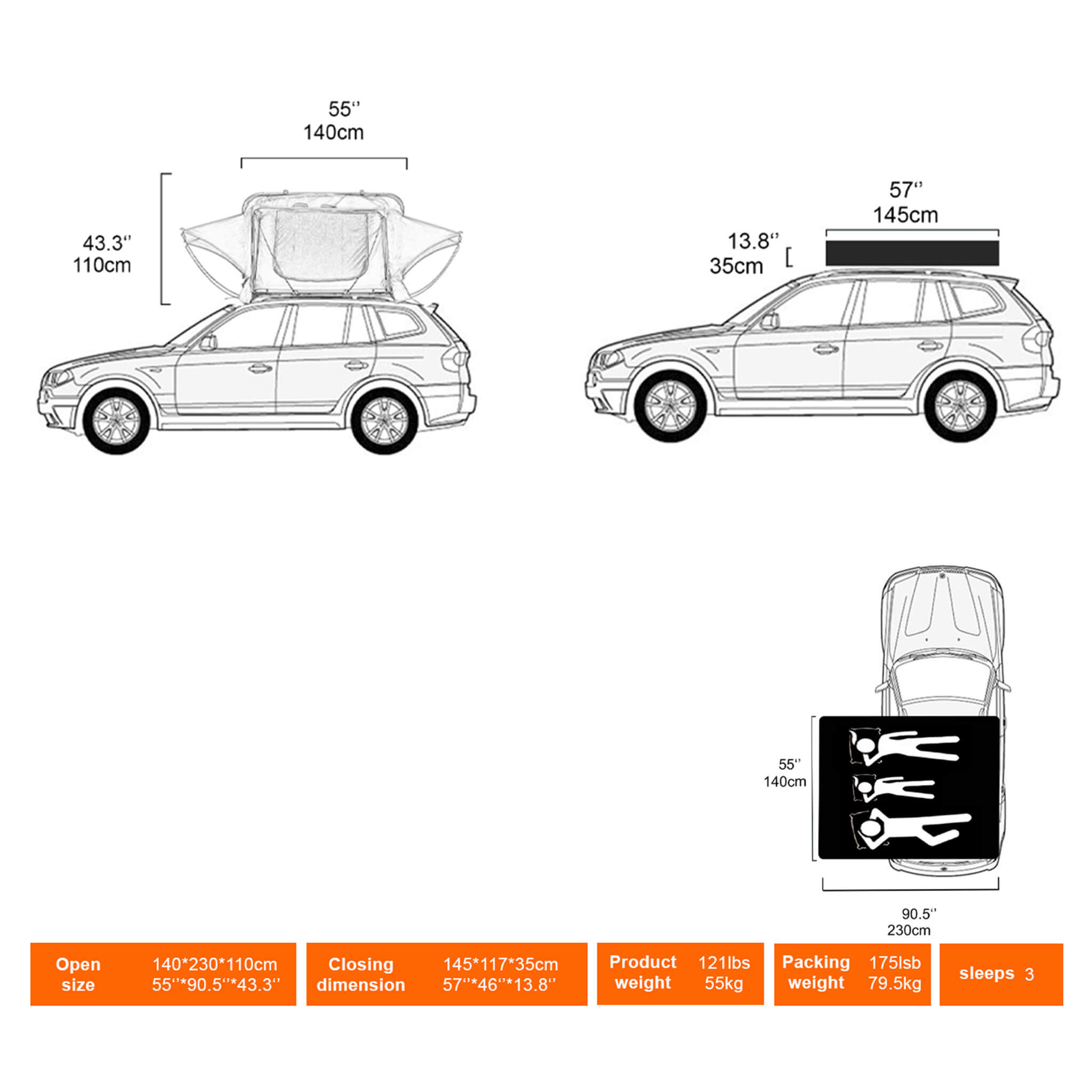 Naturnest Andromeda Khaki Soft Shell Rooftop Tent With Large Panoramic Skylight & YKK Doors (SAK72384) - Energize Trek