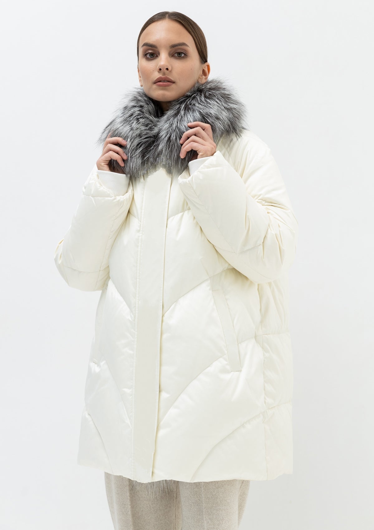 Genuine Silver Fox Fur Belted Down Parka - Energize Trek