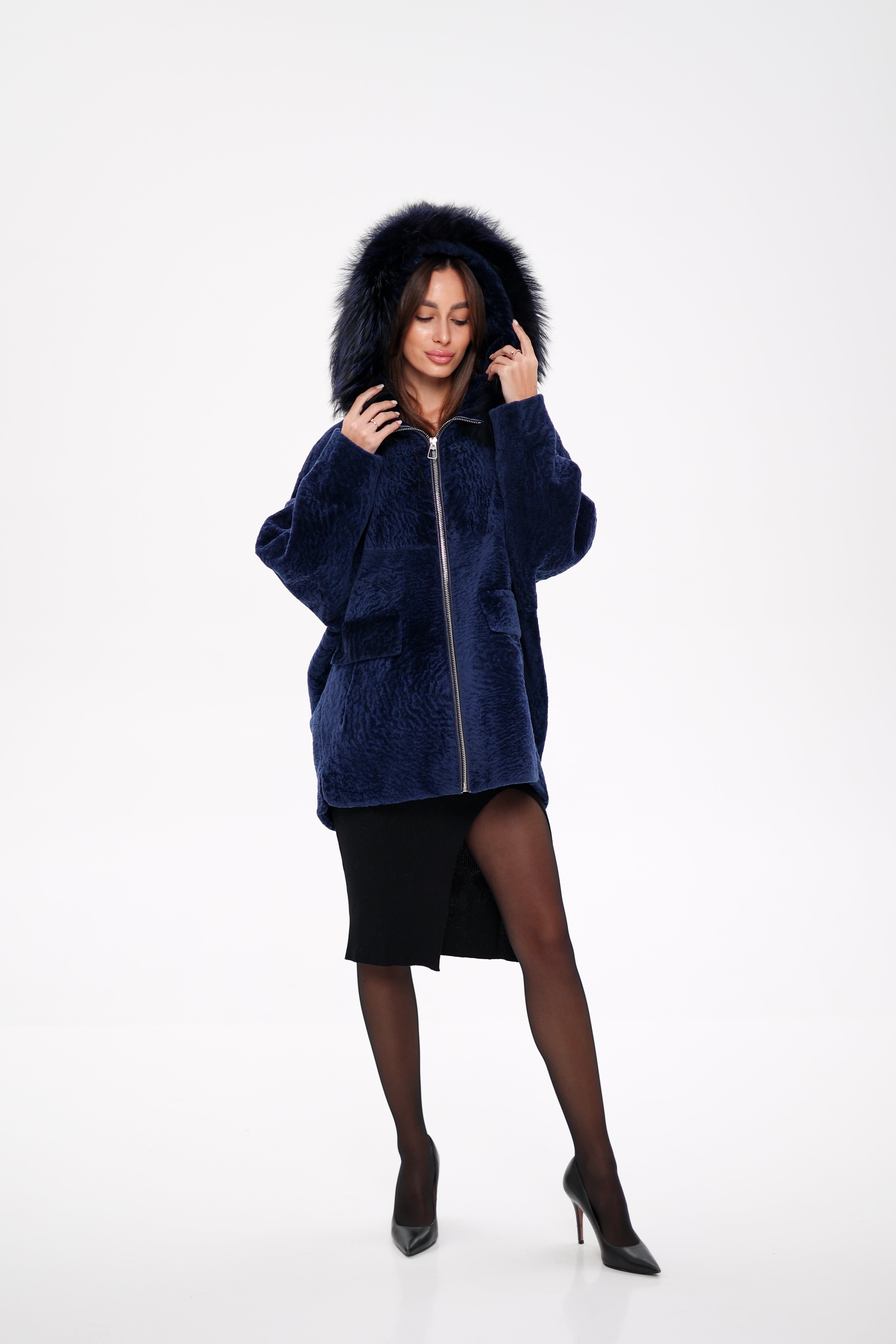 Genuine Shearling Silver Fox Trim Jacket - Energize Trek