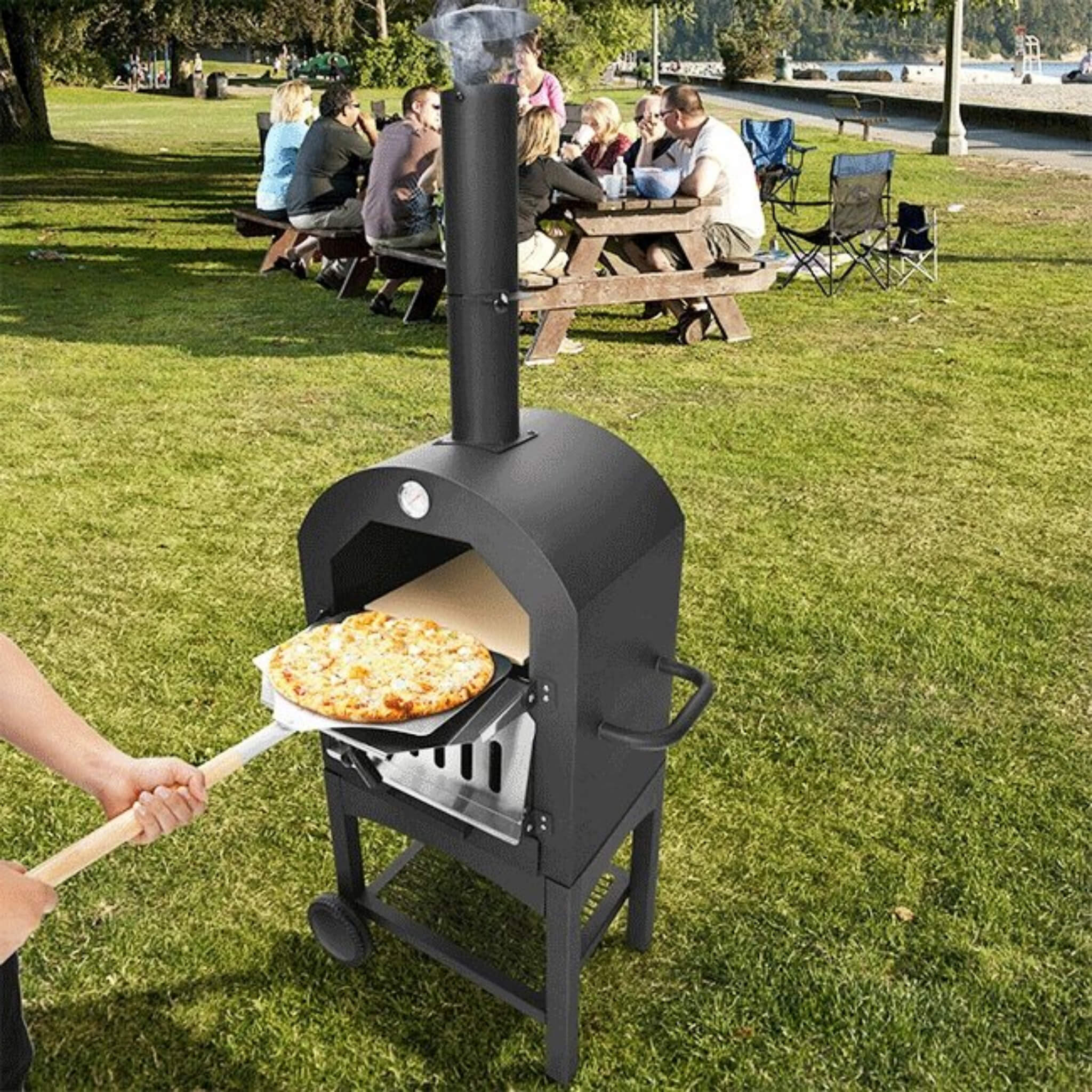 Portable Outdoor Wood Fired Pizza Oven W/ Pizza Stone & Waterproof Cover (SAK82635) - Energize Trek