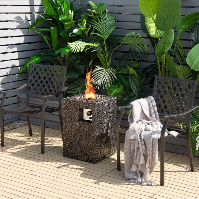 Premium 16FT Square Outdoor Propane Fire Pit W/ Lava Rocks Waterproof Cover, 30,000 BTU (93195268) - Energize Trek