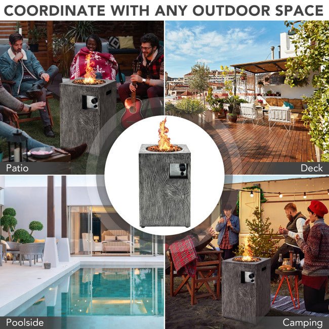 Premium 16FT Square Outdoor Propane Fire Pit W/ Lava Rocks Waterproof Cover, 30,000 BTU (93195268) - Energize Trek