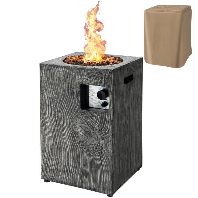Premium 16FT Square Outdoor Propane Fire Pit W/ Lava Rocks Waterproof Cover, 30,000 BTU (93195268) - Energize Trek