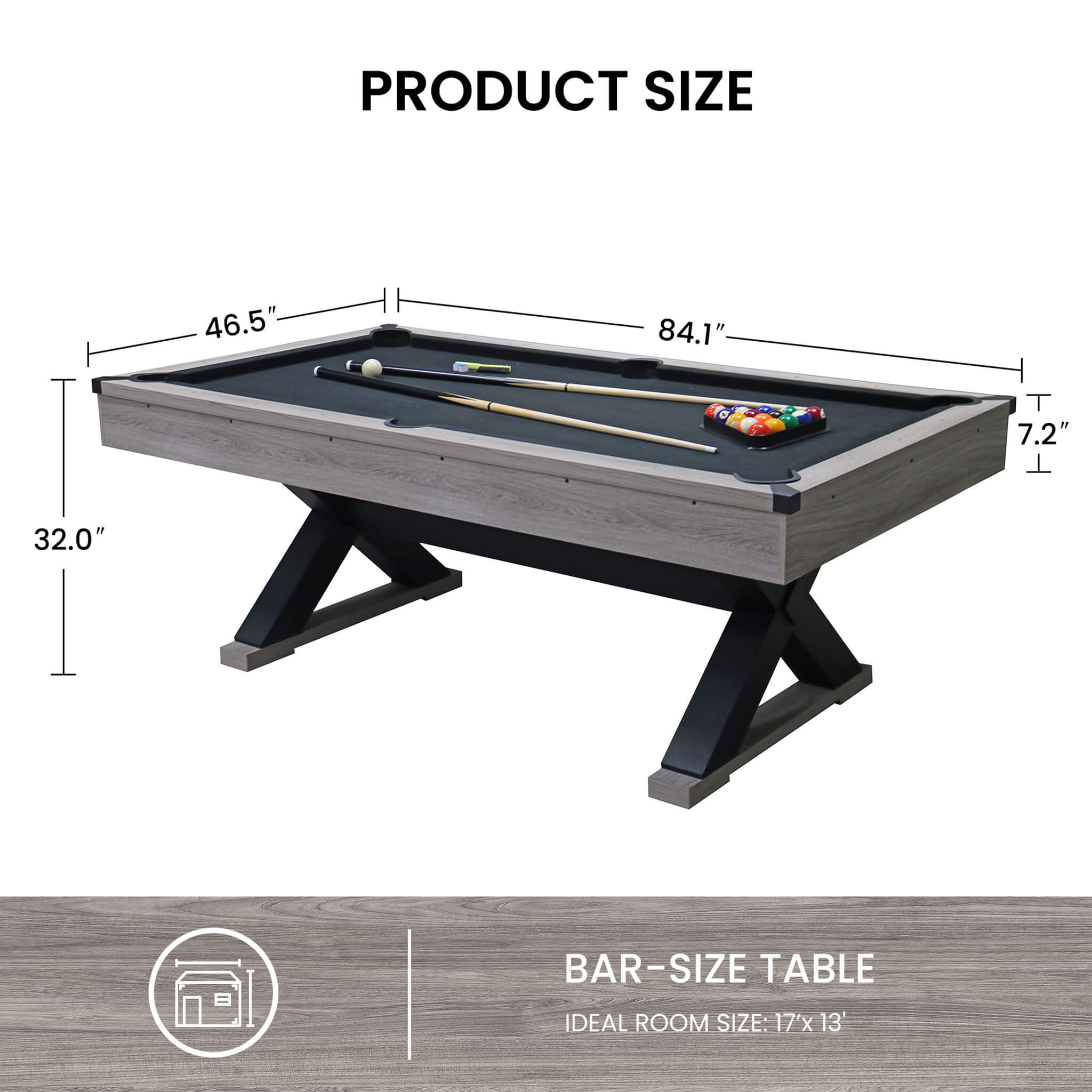 Premium 7FT Wood Billiards Pool Snooker Table Game Set With X-Shaped Legs (SAK32091) - Energize Trek