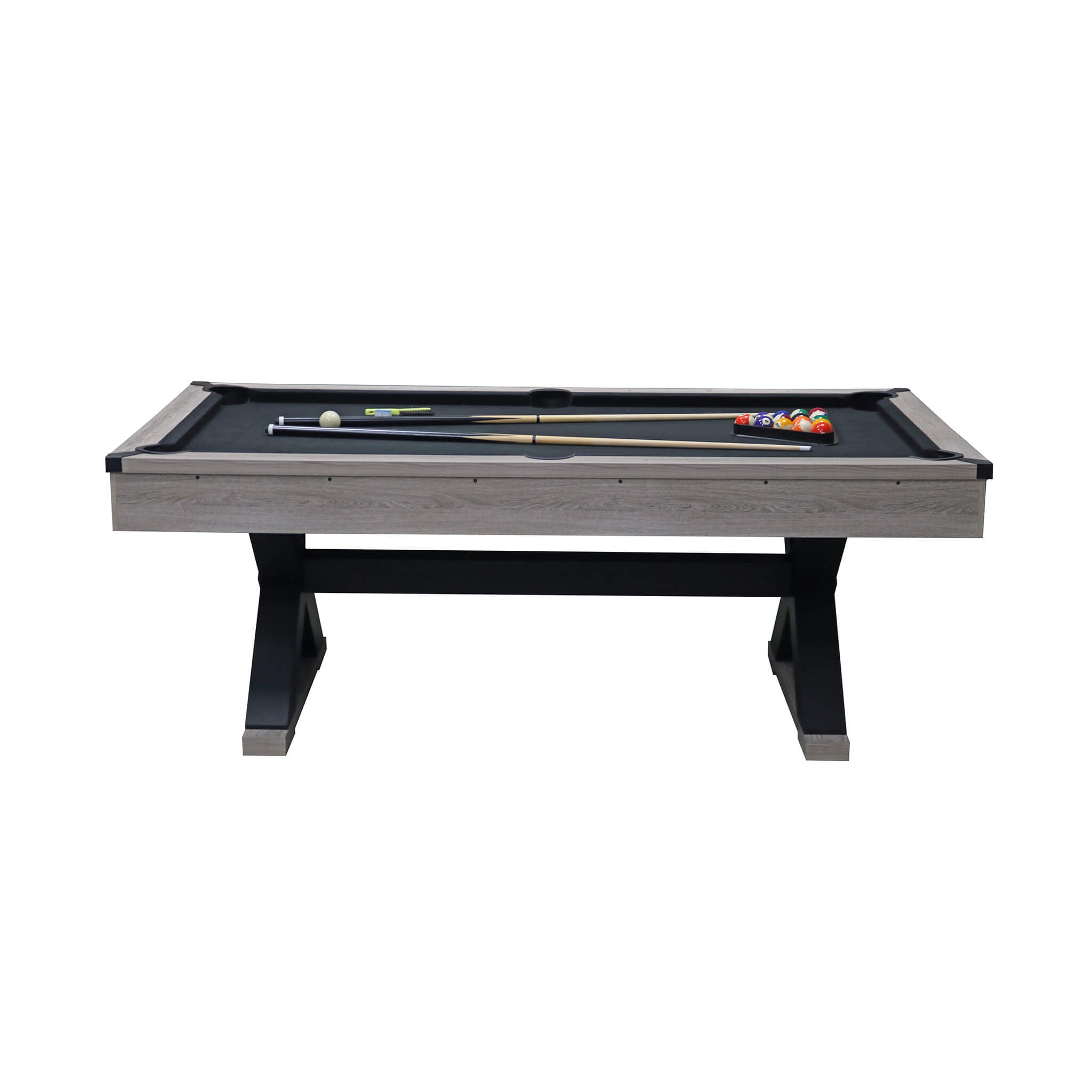 Premium 7FT Wood Billiards Pool Snooker Table Game Set With X-Shaped Legs (SAK32091) - Energize Trek