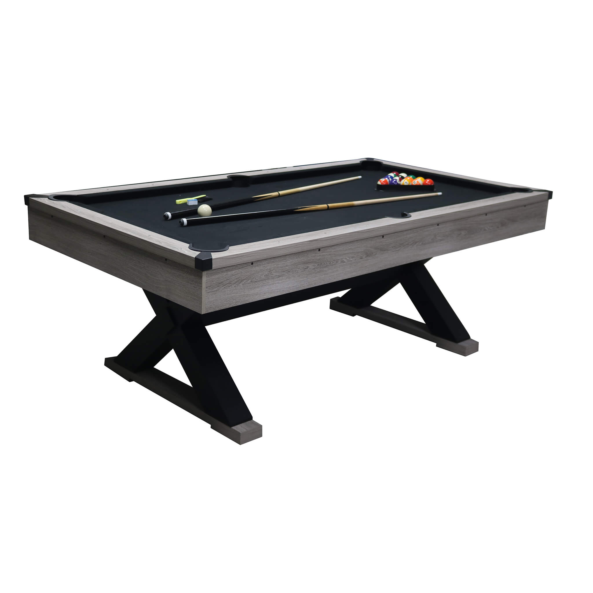 Premium 7FT Wood Billiards Pool Snooker Table Game Set With X-Shaped Legs (SAK32091) - Energize Trek