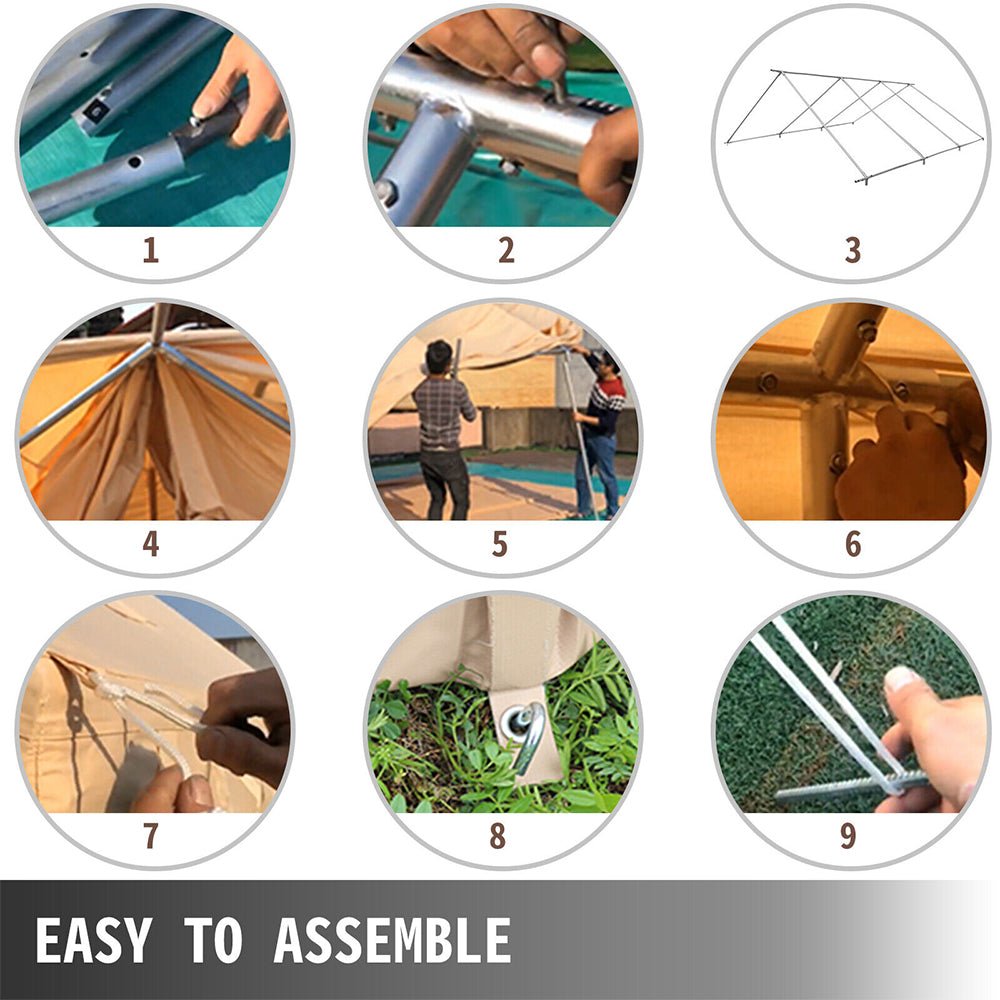 Premium Canvas Frame Fire Water Camping Wall Hunting Tent, 12x14' (SAK92461) - Energize Trek