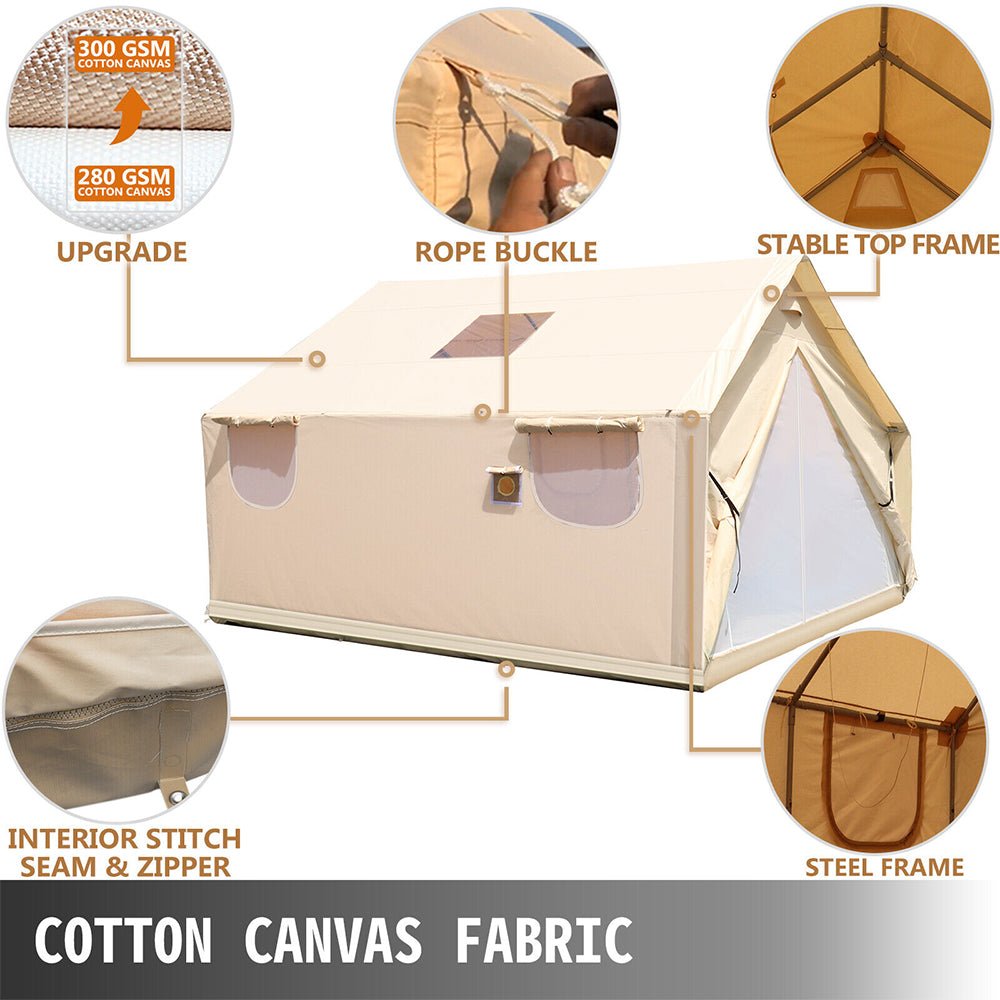 Premium Canvas Frame Fire Water Camping Wall Hunting Tent, 12x14' (SAK92461) - Energize Trek