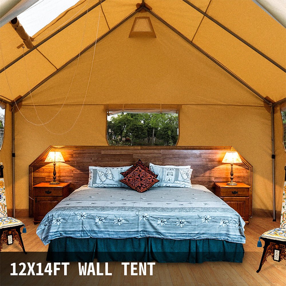 Premium Canvas Frame Fire Water Camping Wall Hunting Tent, 12x14' (SAK92461) - Energize Trek