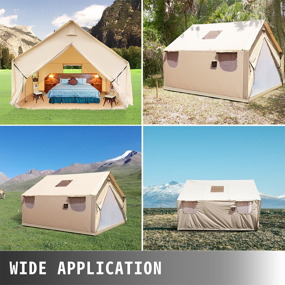 Premium Canvas Frame Fire Water Camping Wall Hunting Tent, 12x14' (SAK92461) - Energize Trek