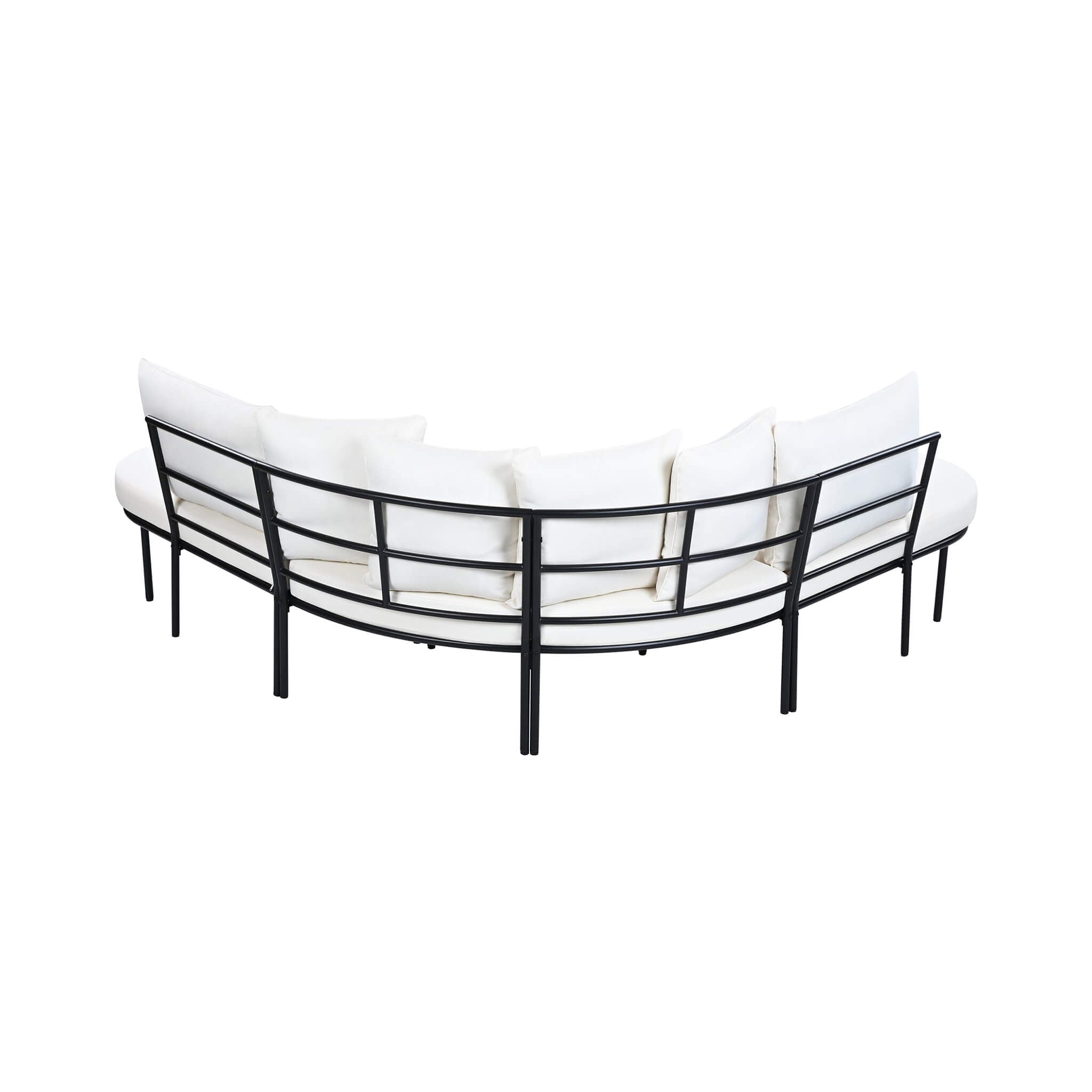 Premium Half- Moon 6-Person Curved All-Weather Outdoor Furniture Sofa Patio Set With Coffee Table And Cushions (SAK76332) - Energize Trek