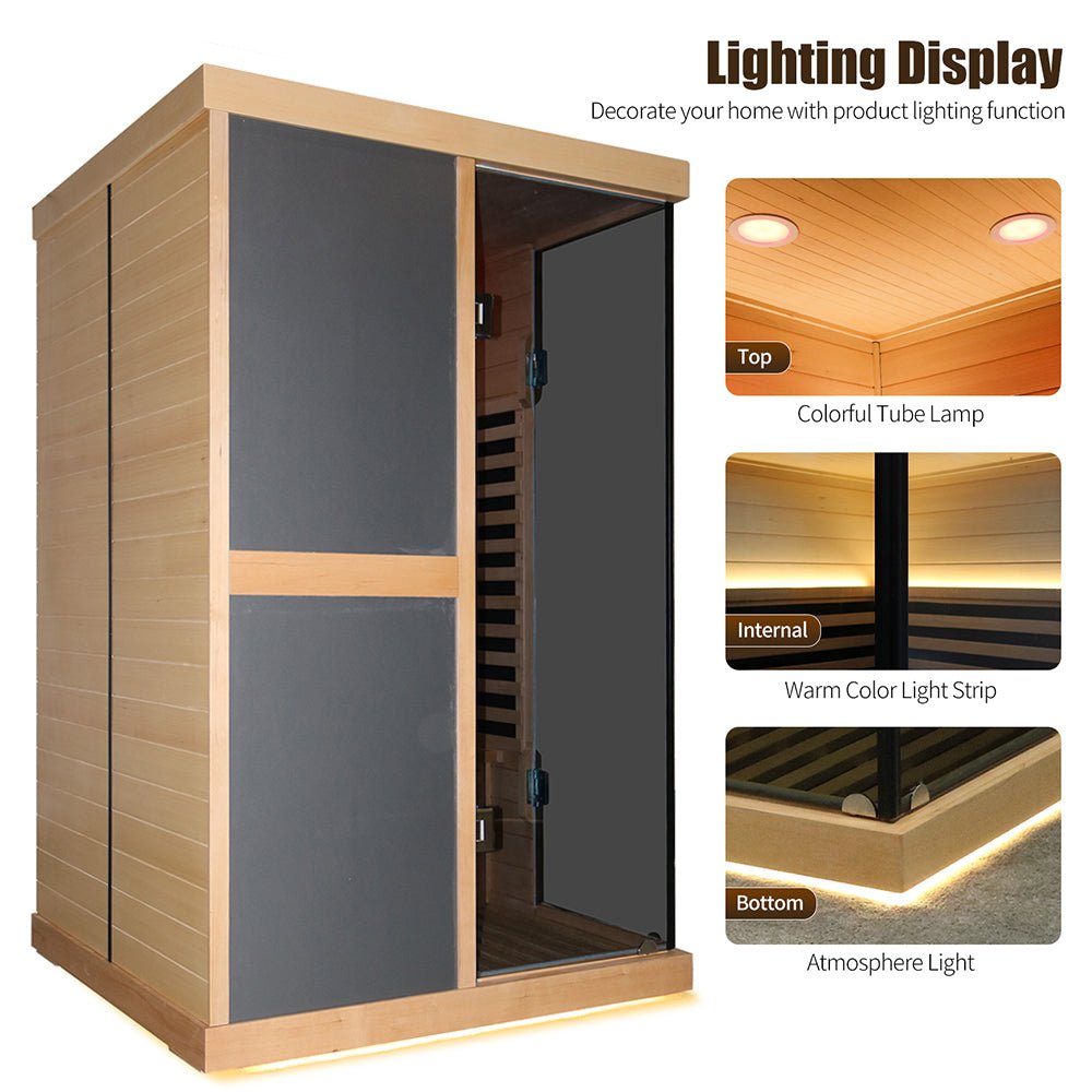 Premium Large 2-Person V-Shaped FAR Infrared Sauna Room With Double Glass Doors, 1980W (SAK96413) - Energize Trek