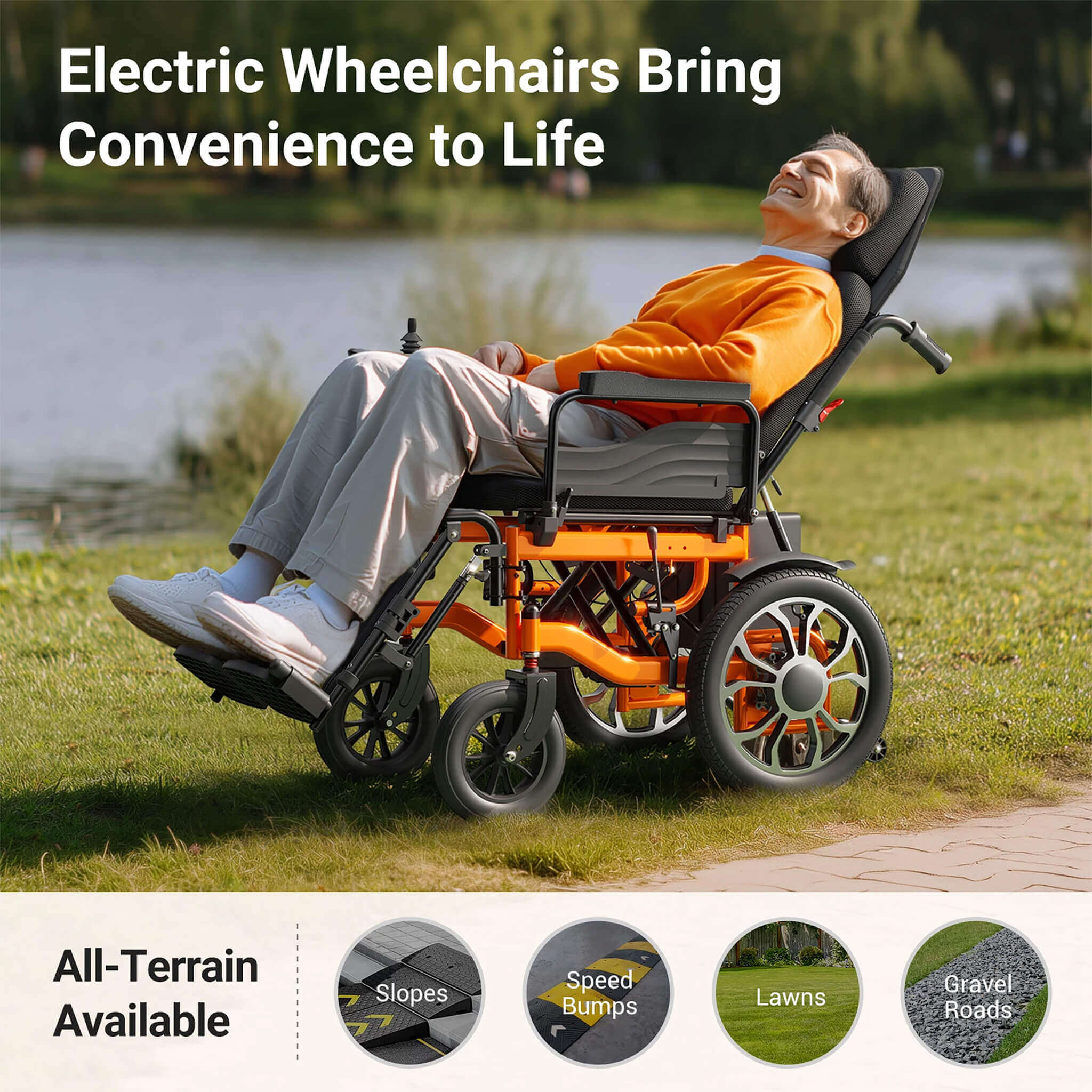 Premium Lightweight Electric Full Reclining Motorized Foldable Wheelchair (SAK91516) - Energize Trek