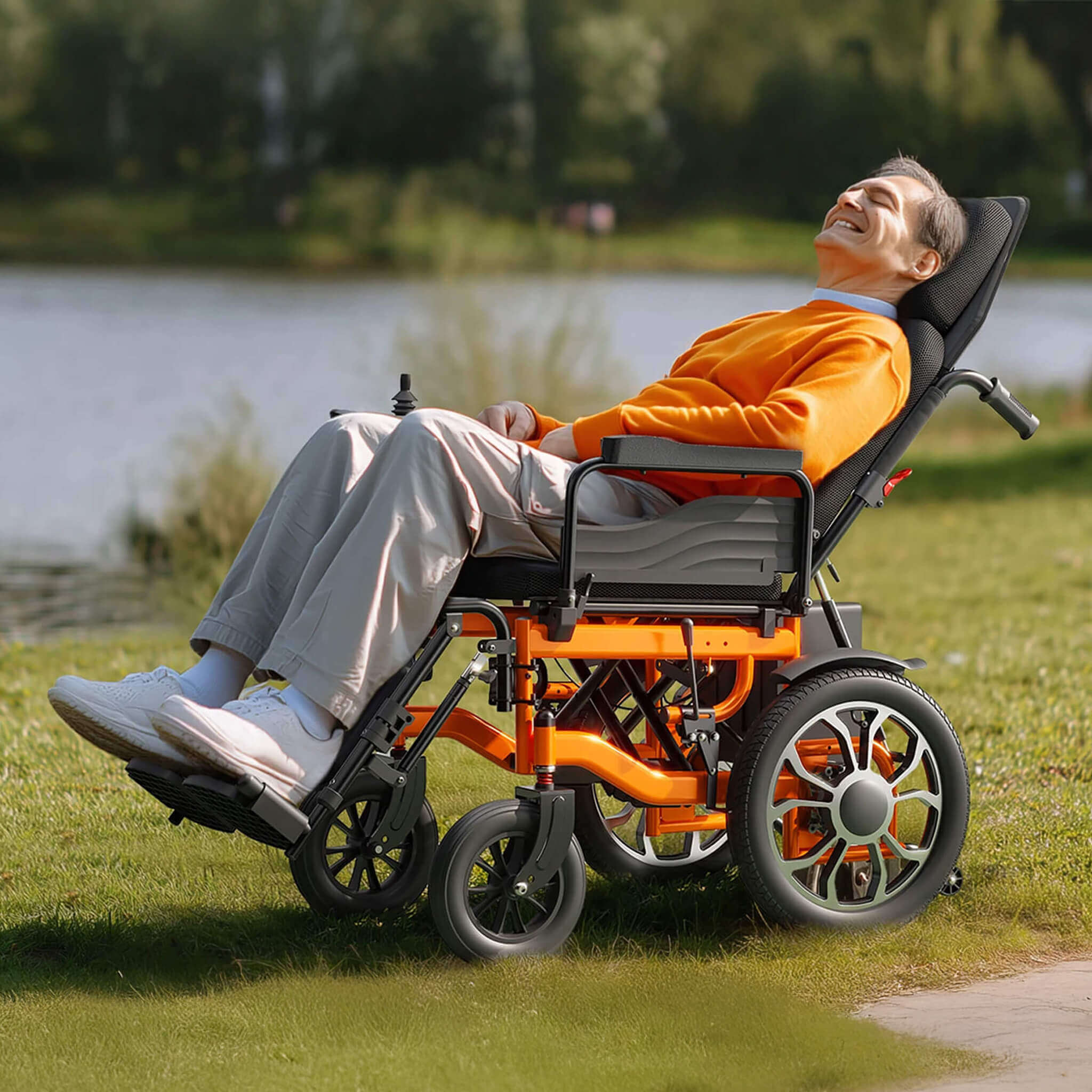 Premium Lightweight Electric Full Reclining Motorized Foldable Wheelchair (SAK91516) - Energize Trek