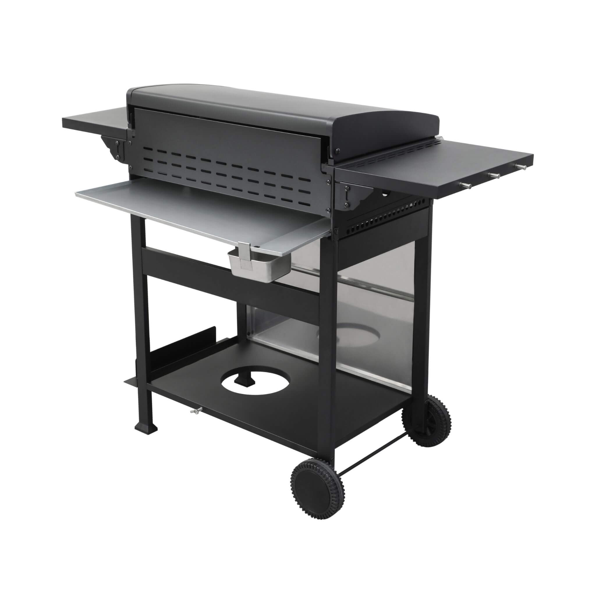 Premium Outdoor 4-Burner Propane BBQ Grill With Foldable Side Tables, Hanging Basket, And Cooking Grids (SAK53213) - Energize Trek
