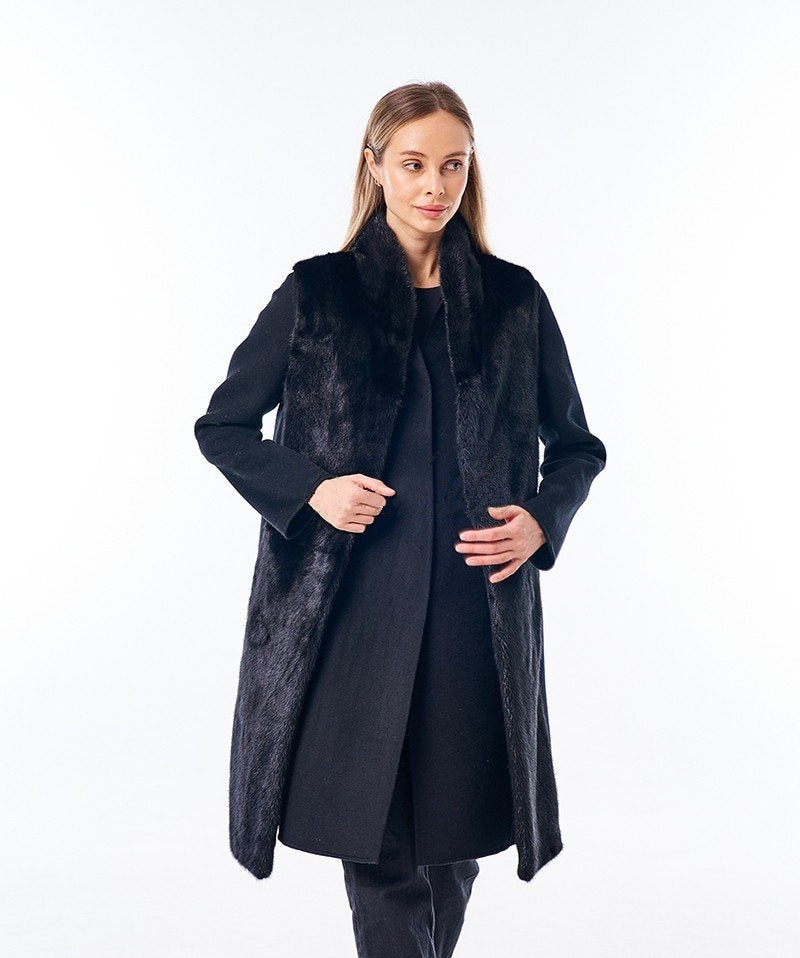 Genuine Mink Fur Virgin Wool Coat Plus Vest - Energize Trek