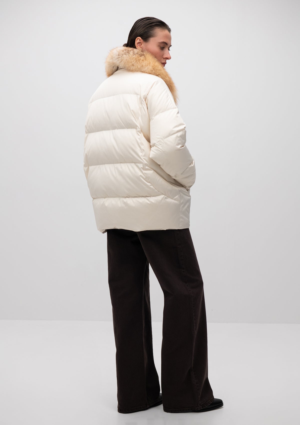 Macaire Genuine Silver Fox Fur Down Fill Coat - Energize Trek