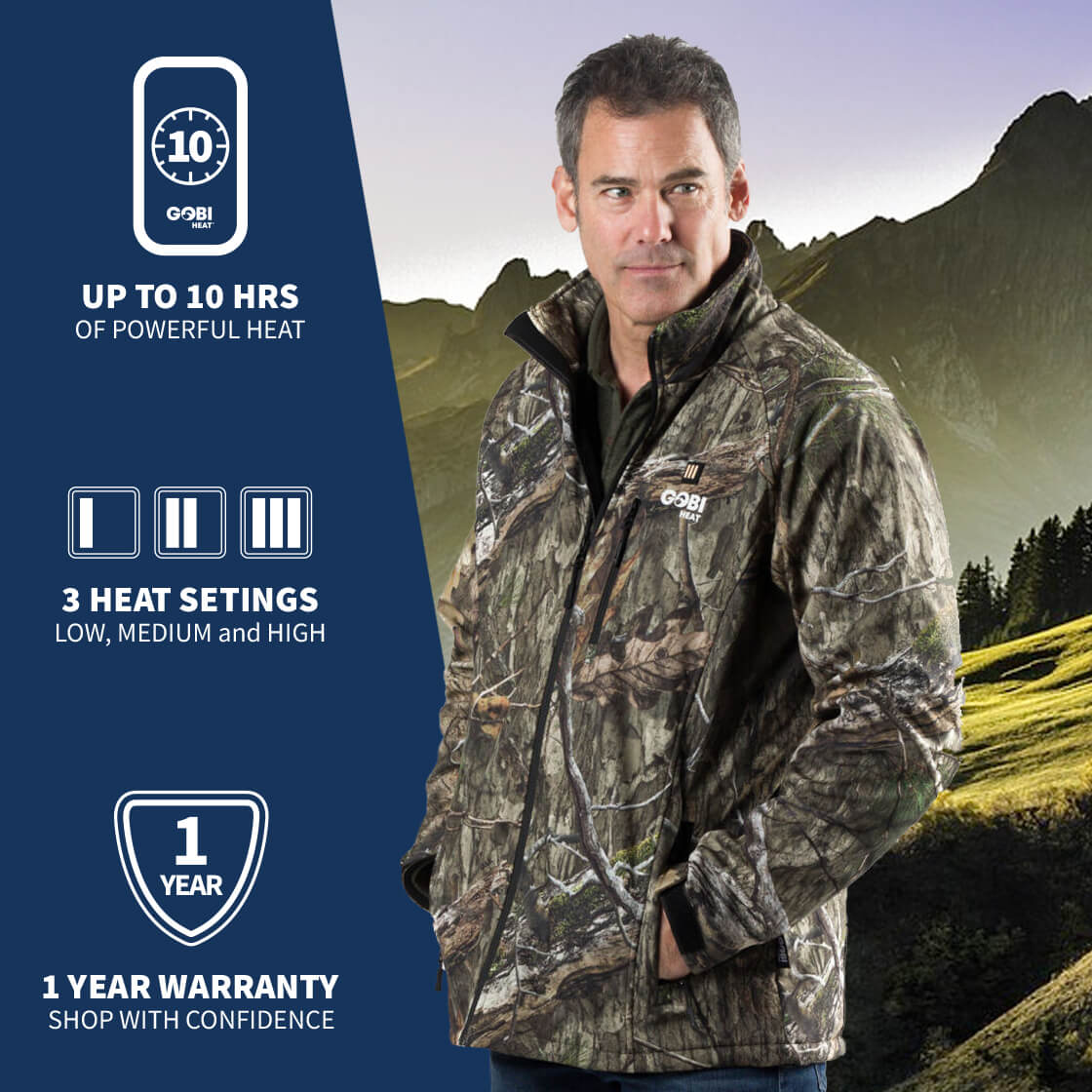 Sahara Heated Hunting Jacket - Mossy Oak Camo - Energize Trek