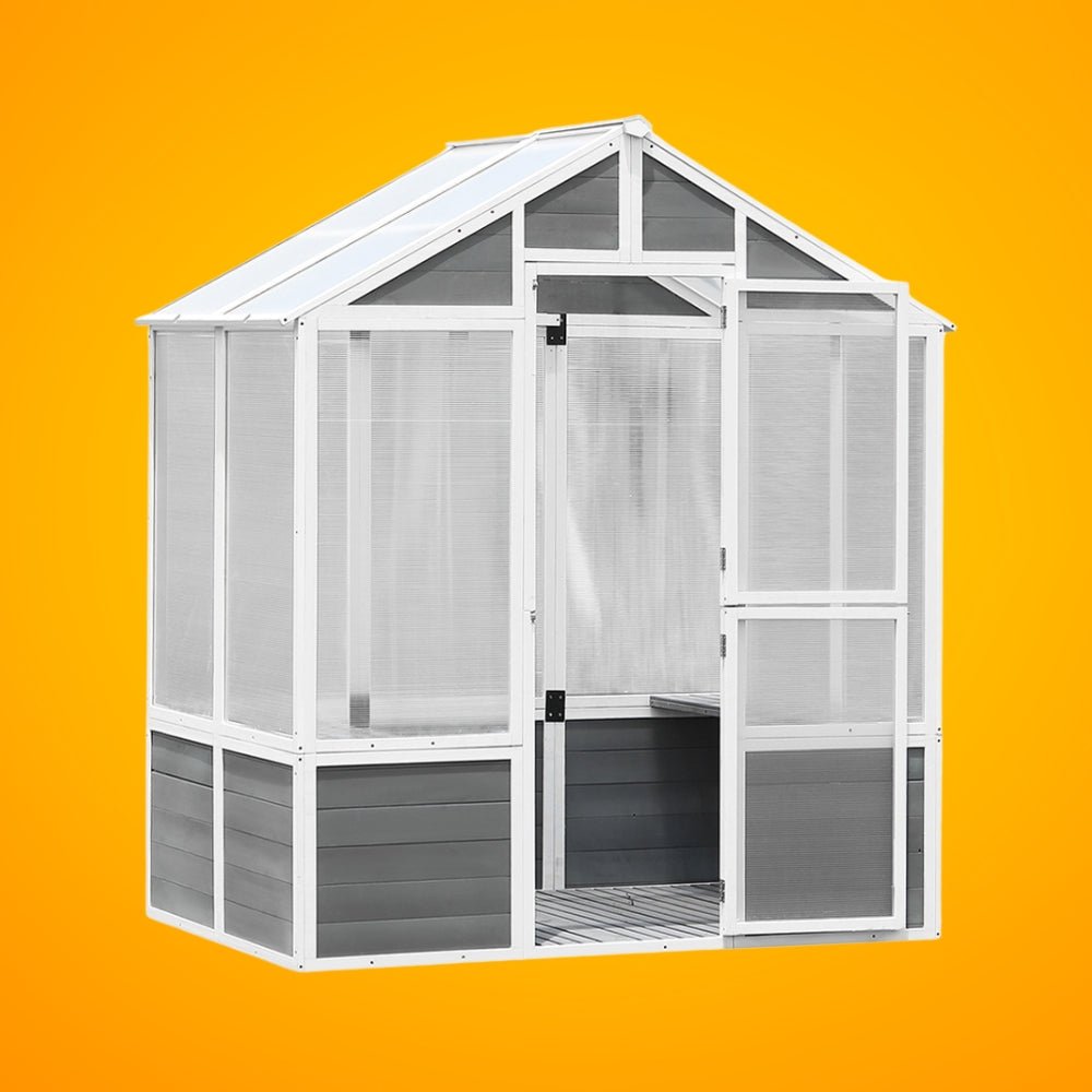 Outdoor Walk-In Polycarbonate Garden Greenhouse With Drain Holes, 4x6FT (SAK51873) - Energize Trek