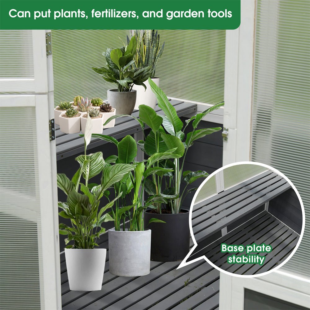 Outdoor Walk-In Polycarbonate Garden Greenhouse With Drain Holes, 4x6FT (SAK51873) - Energize Trek