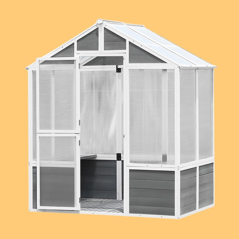 Outdoor Walk-In Polycarbonate Garden Greenhouse With Drain Holes, 4x6FT (SAK51873) - Energize Trek