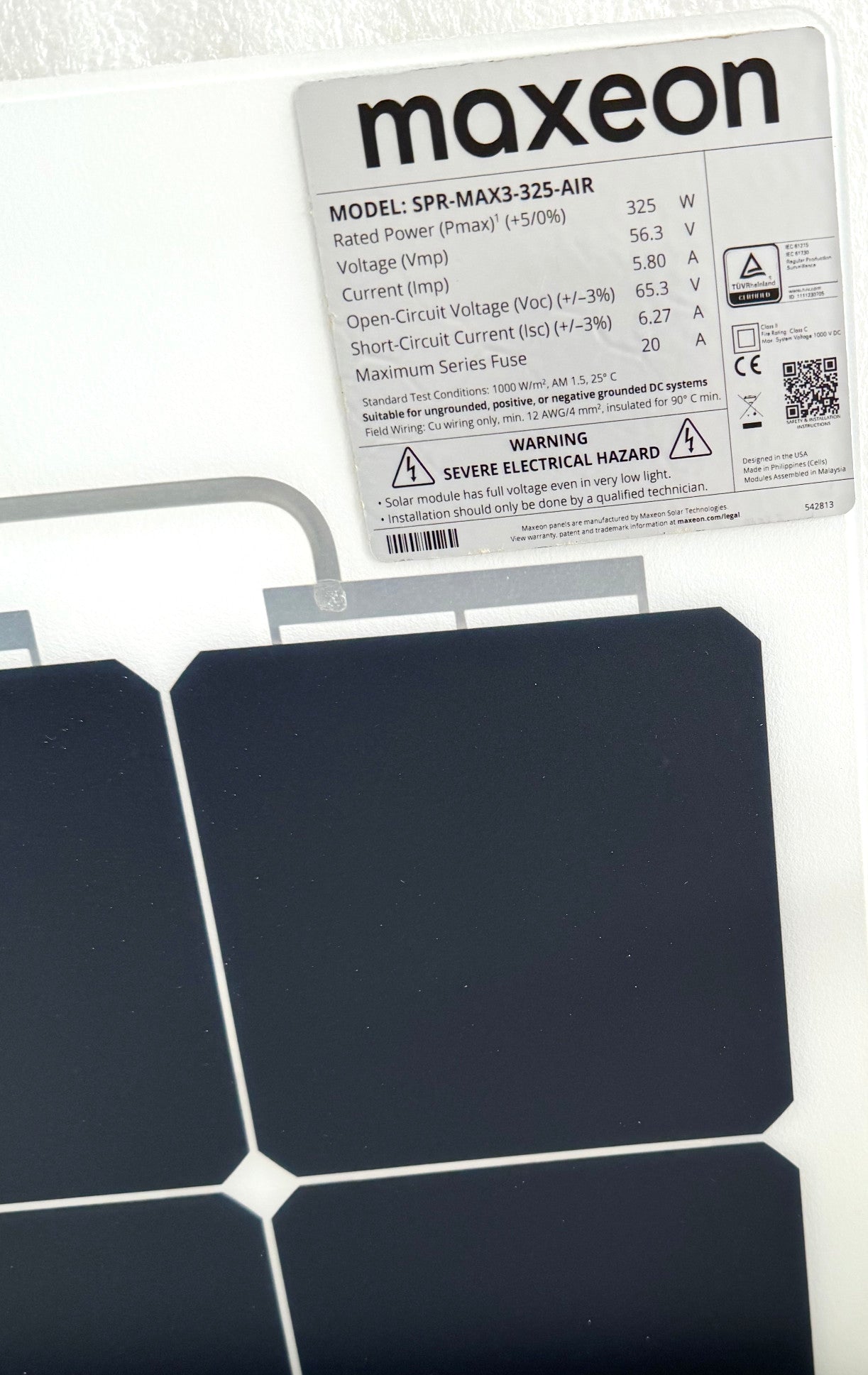 Sunpower Maxeon Air 330W Flexible Solar Panel - Energize Trek