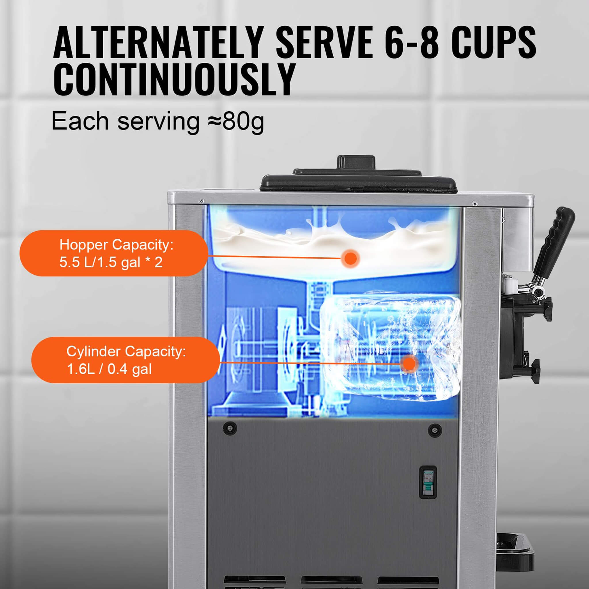 Stainless Steel Commercial 3-Flavor Soft Serve Ice Cream Machine Maker, 21-31 L/H (SAK65291) - Energize Trek