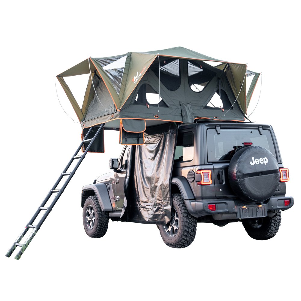 Naturnest Andromeda Green Soft Shell Rooftop Tent With Large Panoramic Skylight & YKK Doors (SAK50612) - Energize Trek