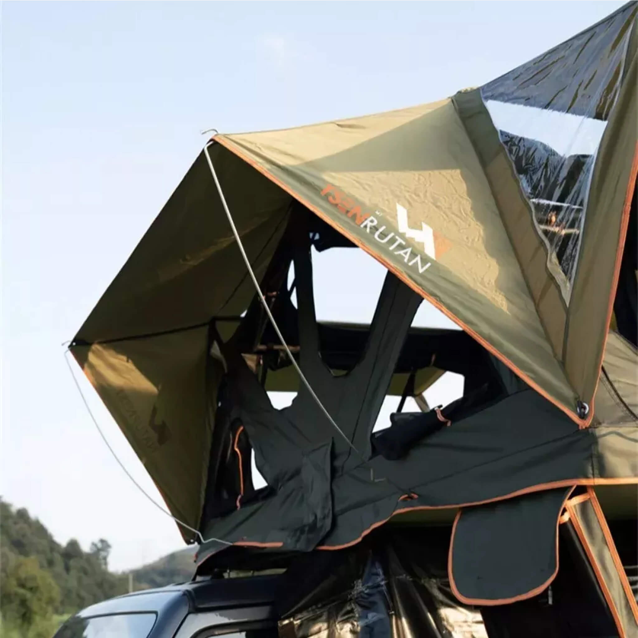 Naturnest Andromeda Green Soft Shell Rooftop Tent With Large Panoramic Skylight & YKK Doors (SAK50612) - Energize Trek