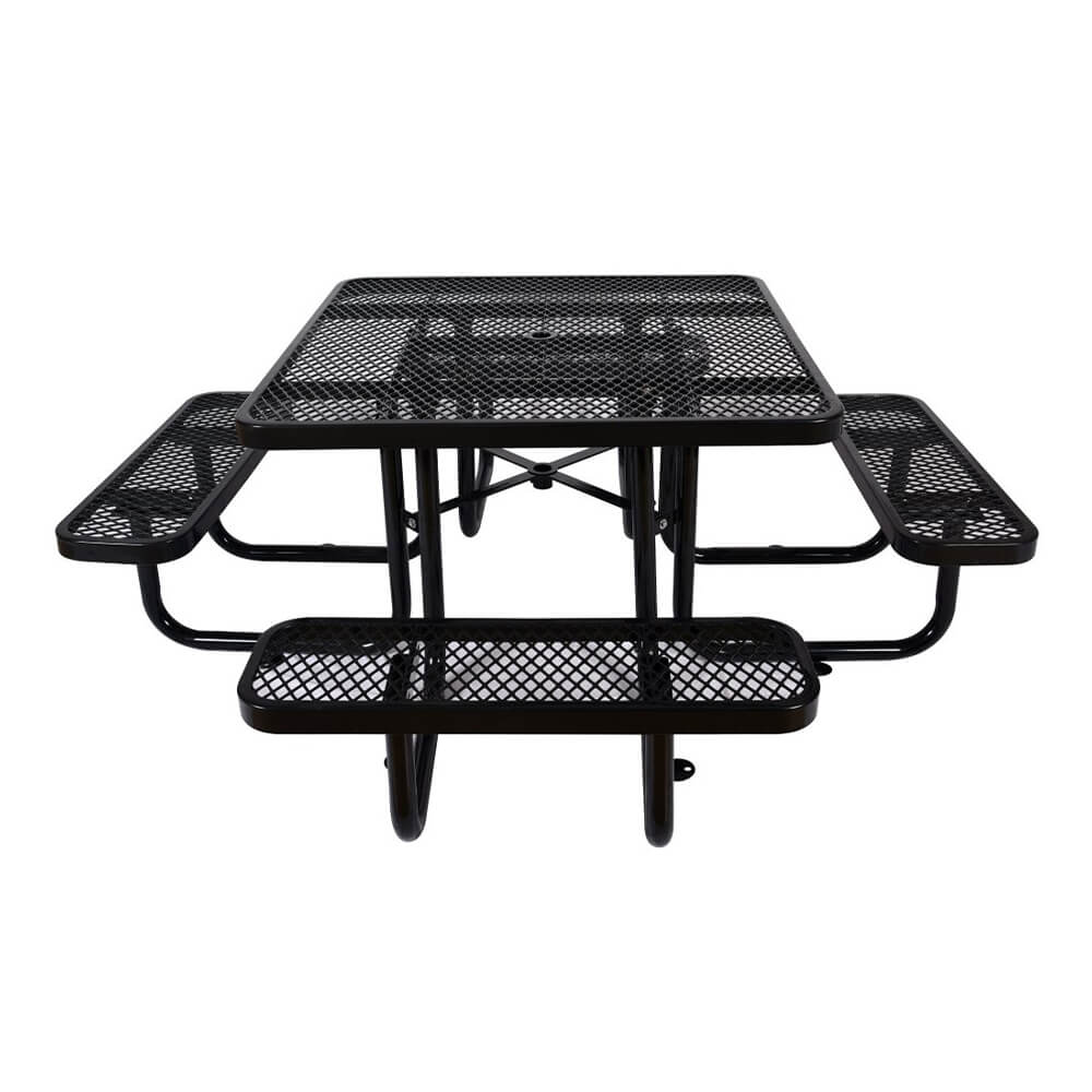 Large 46" Stylish Square Steel Picnic Table W/ Thermoplastic Coating & Umbrella Hole (SAK90547) - Energize Trek