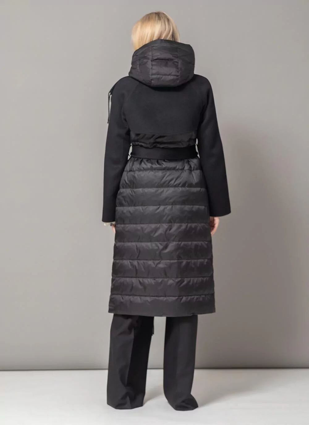 Kennedy Fringe Luxe Down Wool Blend Coat in Black - Energize Trek