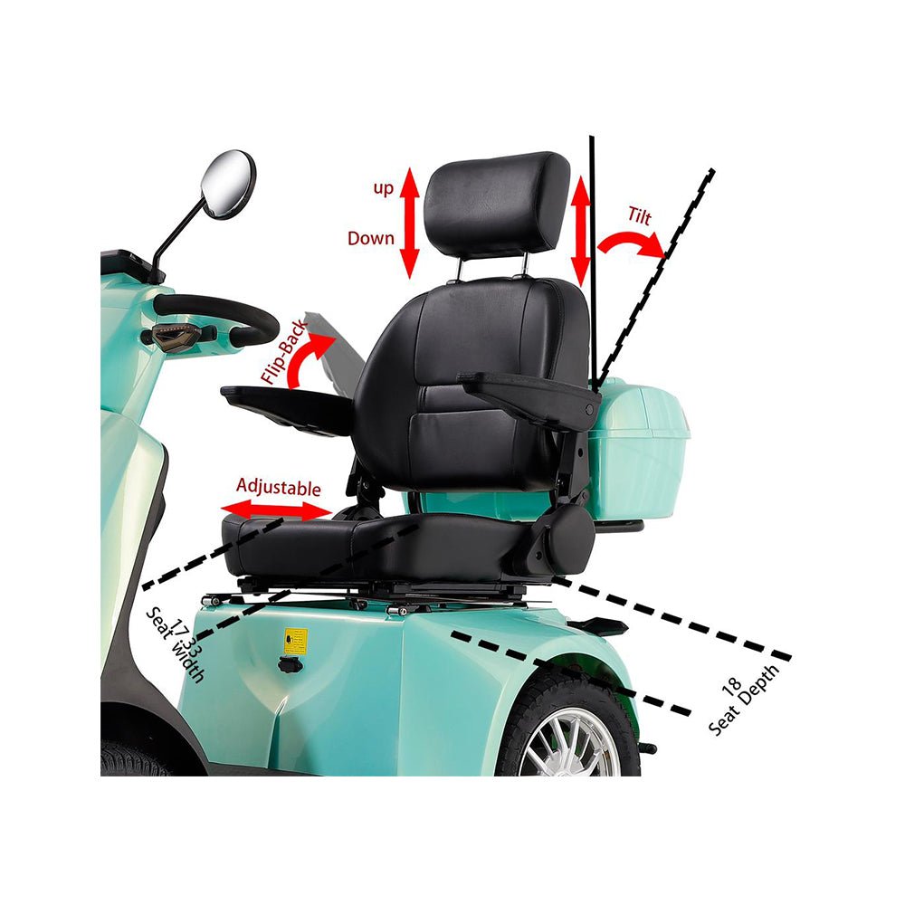 Zvg Heavy Duty 800W 60V/20AH 4-Wheel Elderly Handicap Adult Mobility Power Travel Scooter, 500LBS (SAK95736) - Energize Trek