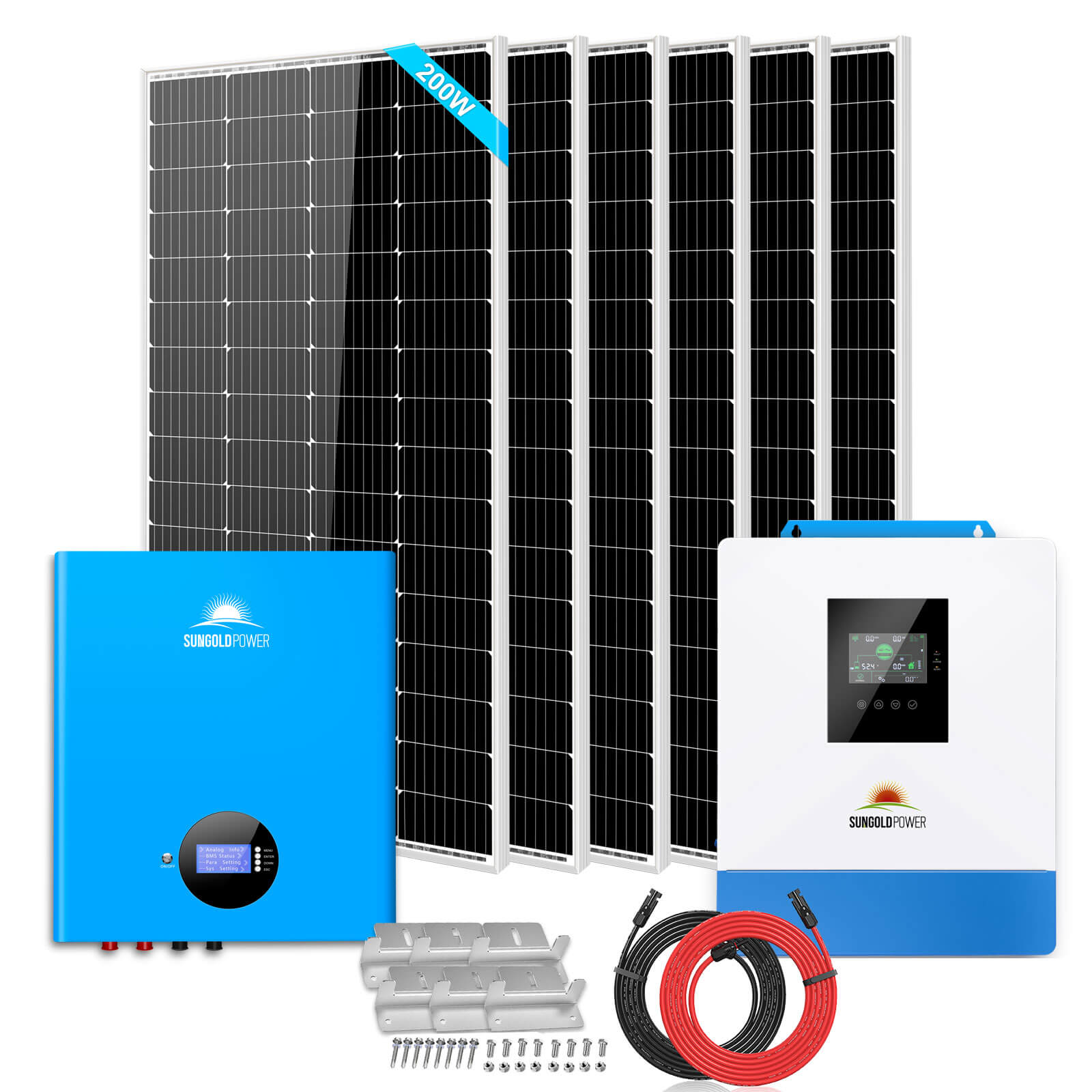 Off-Grid Solar Kit 5000W 48VDC 120V 5.12KWH PowerWall Battery 6 X 200 Watts Solar Panels SGM-5K5E - Energize Trek