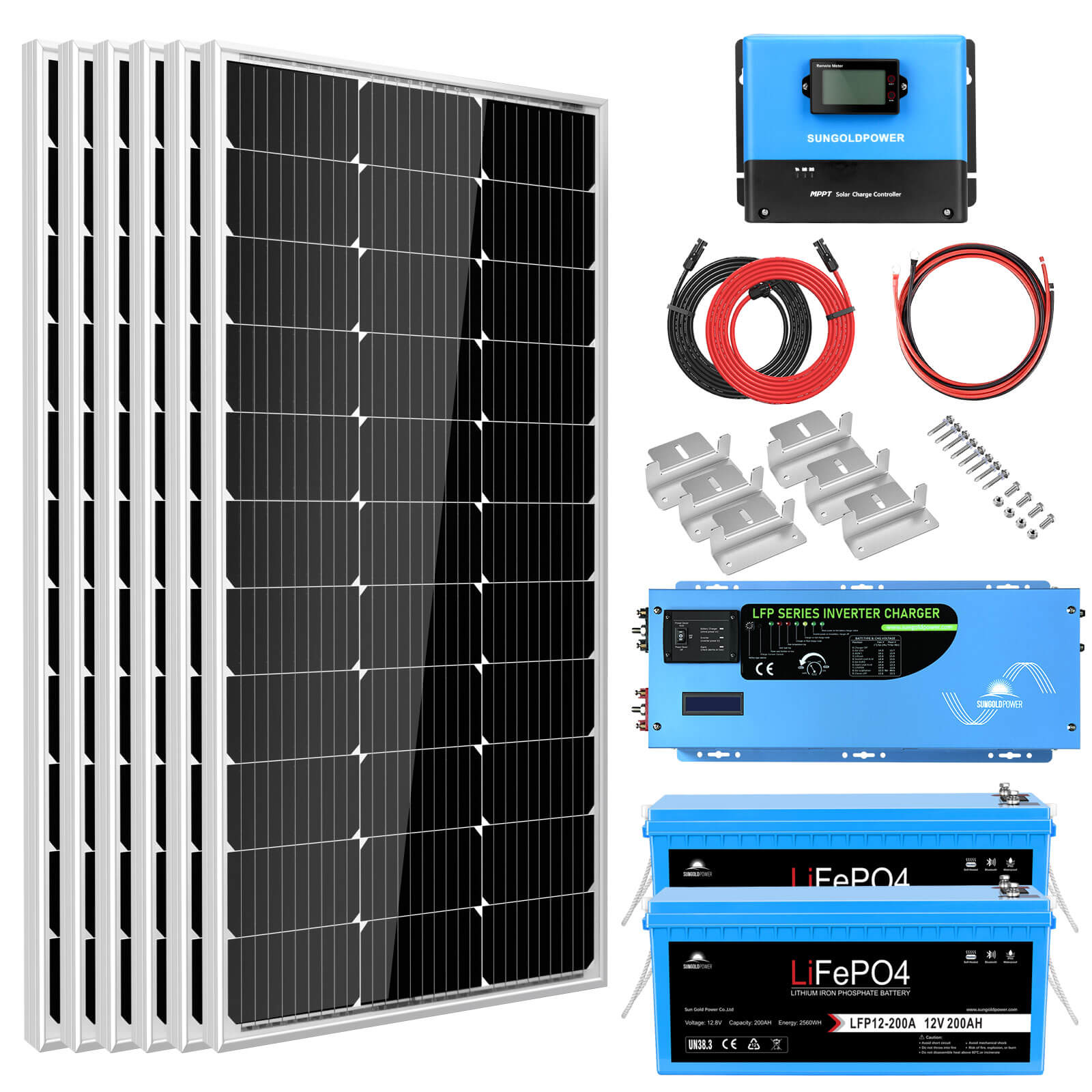 Off Grid Solar Kit 3000W Inverter 12VDC 120V Output LifePO4 Battery 600 watt Solar Back Up SGK-PRO3 - Energize Trek