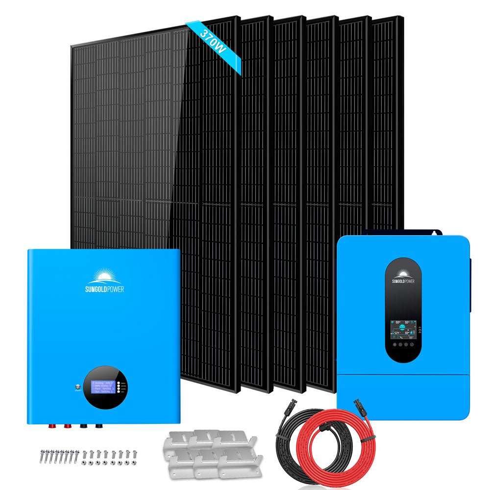Off-Grid Solar Kit 6500W 48VDC 120/240VAC 5.12KWH/10.24KWH PowerWall Lithium Battery 6 X 370 Watts Solar Panels SGM-655M/ SGM-6510M - Energize Trek