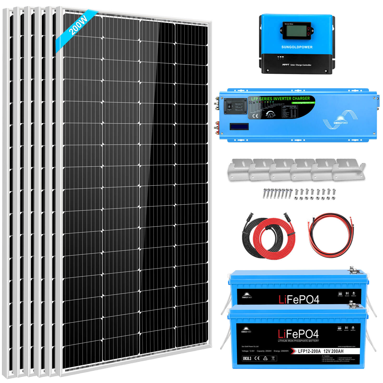 Off Grid Solar Kit 4000W Inverter 12VDC 120V/240V LiFePO4 Battery 1200 Watt Solar Back Up SGK-PR4S - Energize Trek